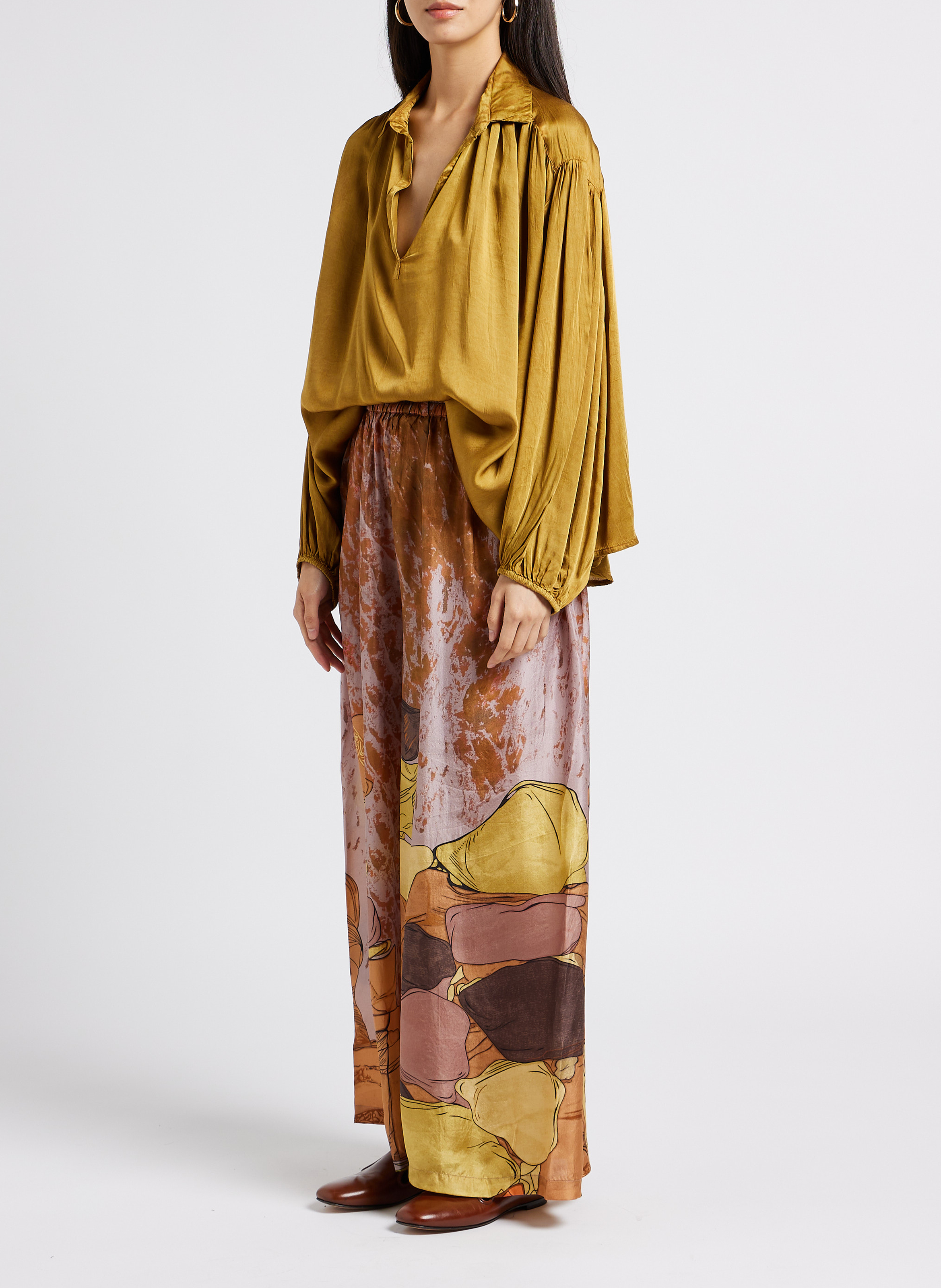 Pantalon large en soie MES DEMOISELLES Jaune