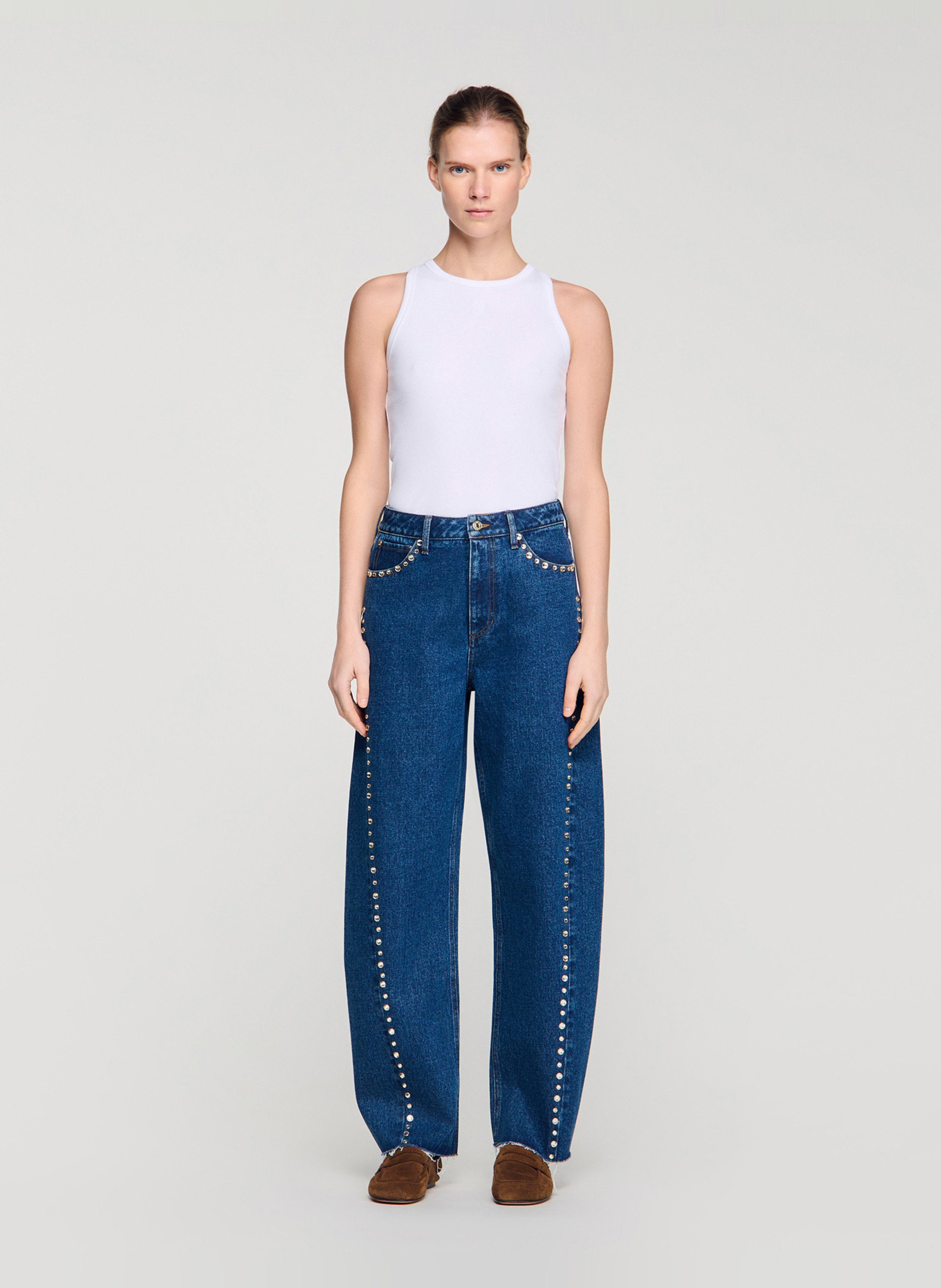 Jean barrel en coton SANDRO Bleu