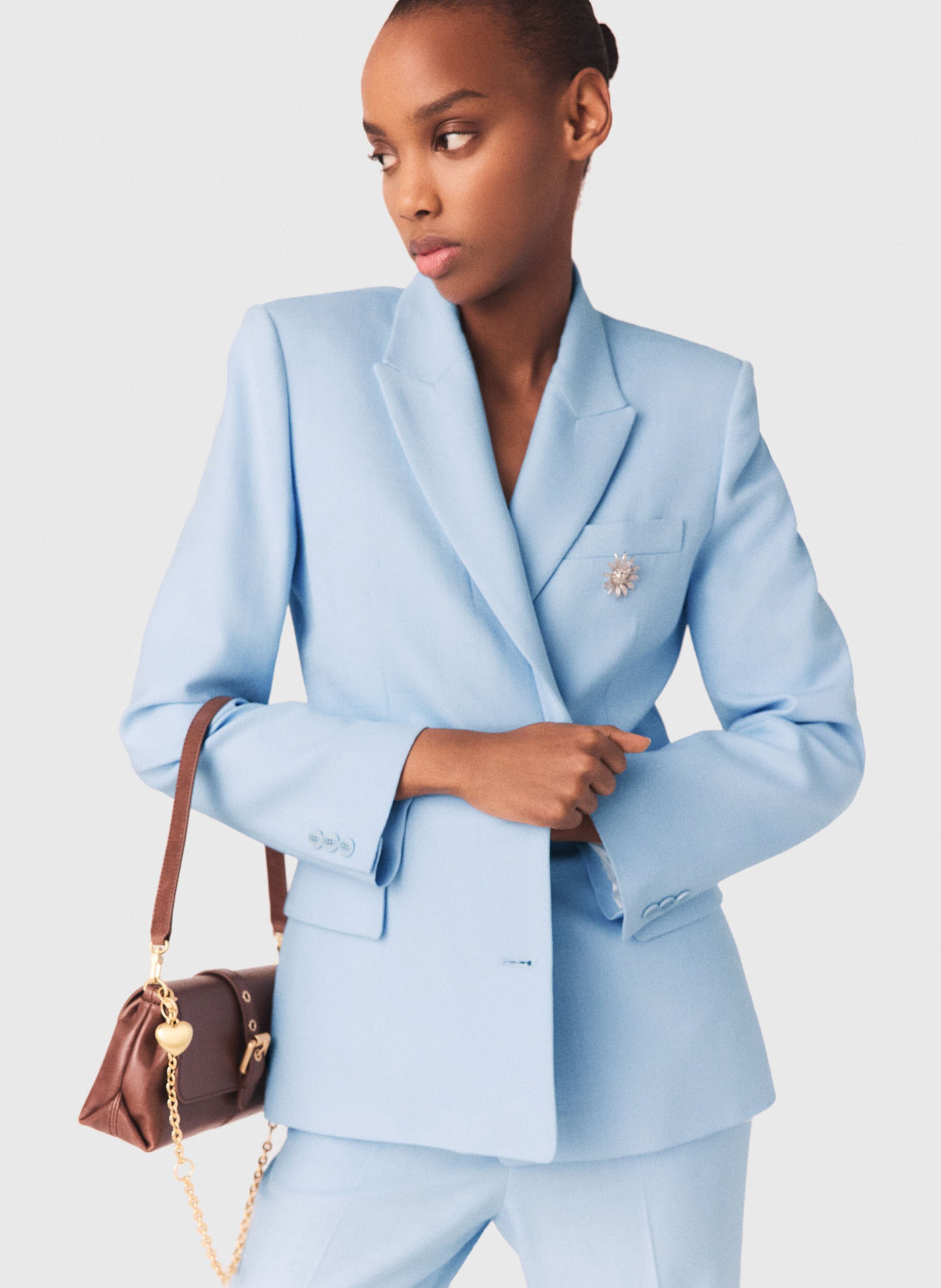 Solid straight blazer MAJE Blue