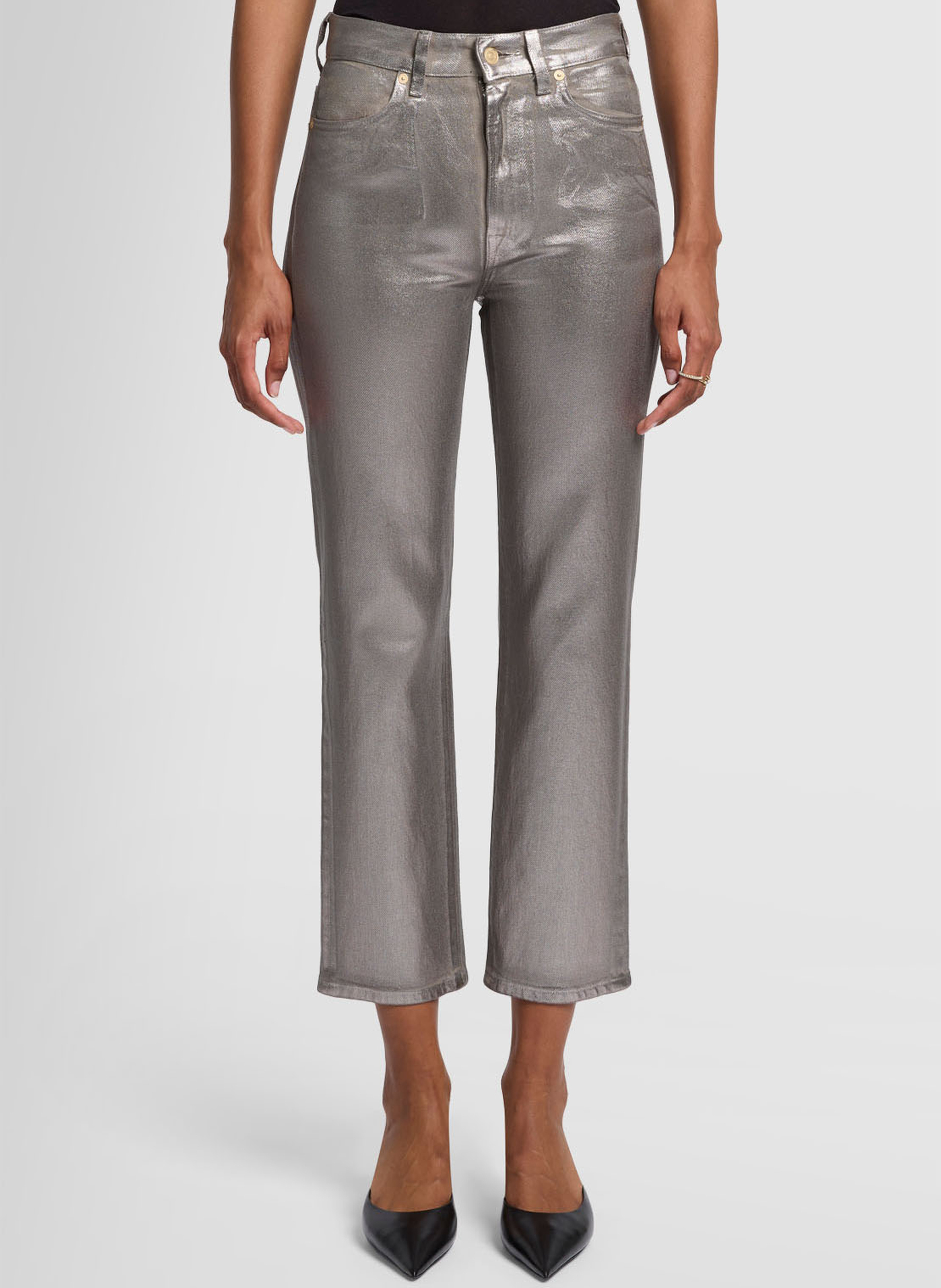 High-rise cropped pants 7 FOR ALL MANKIND Yellow