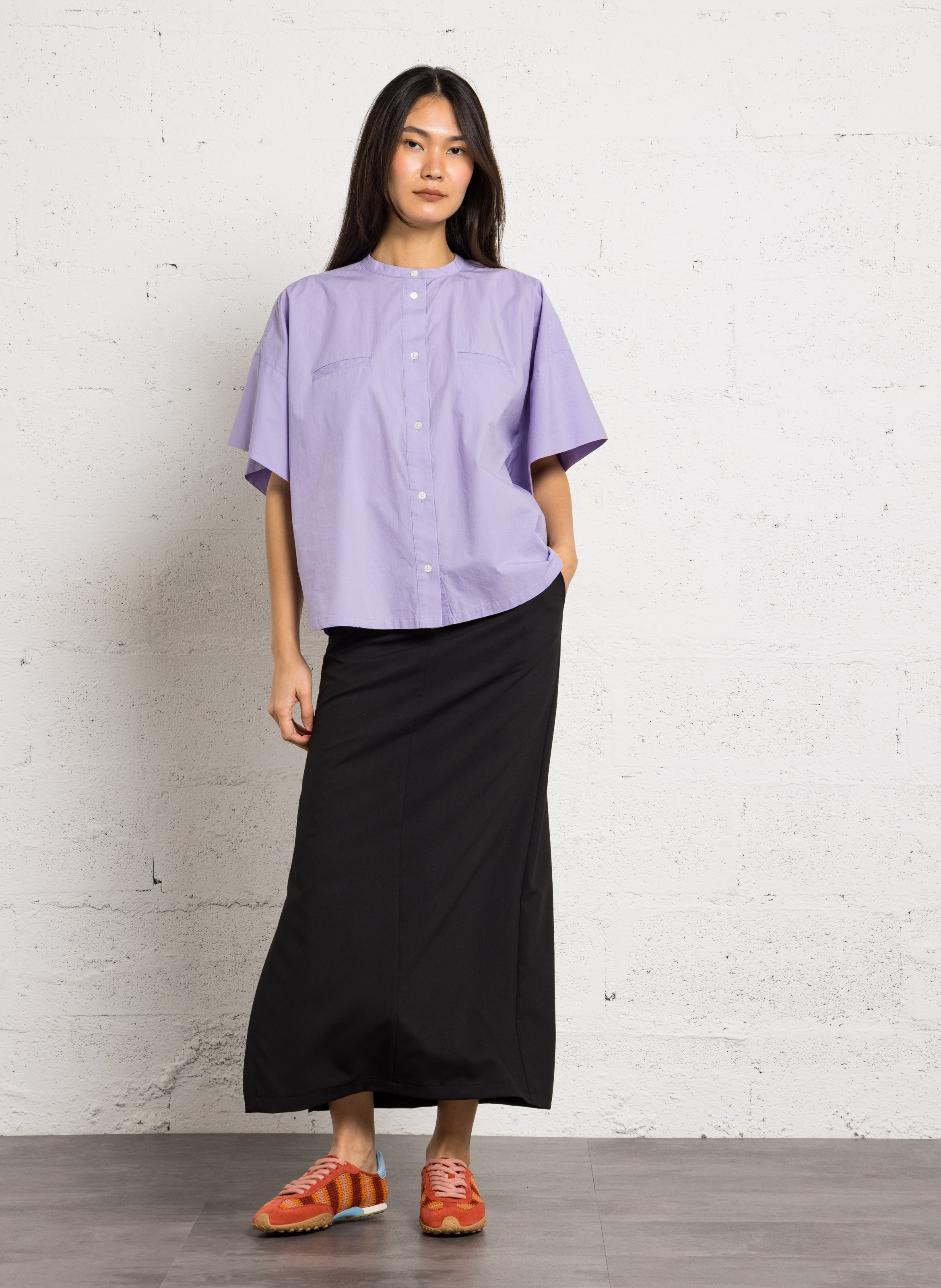 Chemise ample col mao en coton BELLEROSE Violet