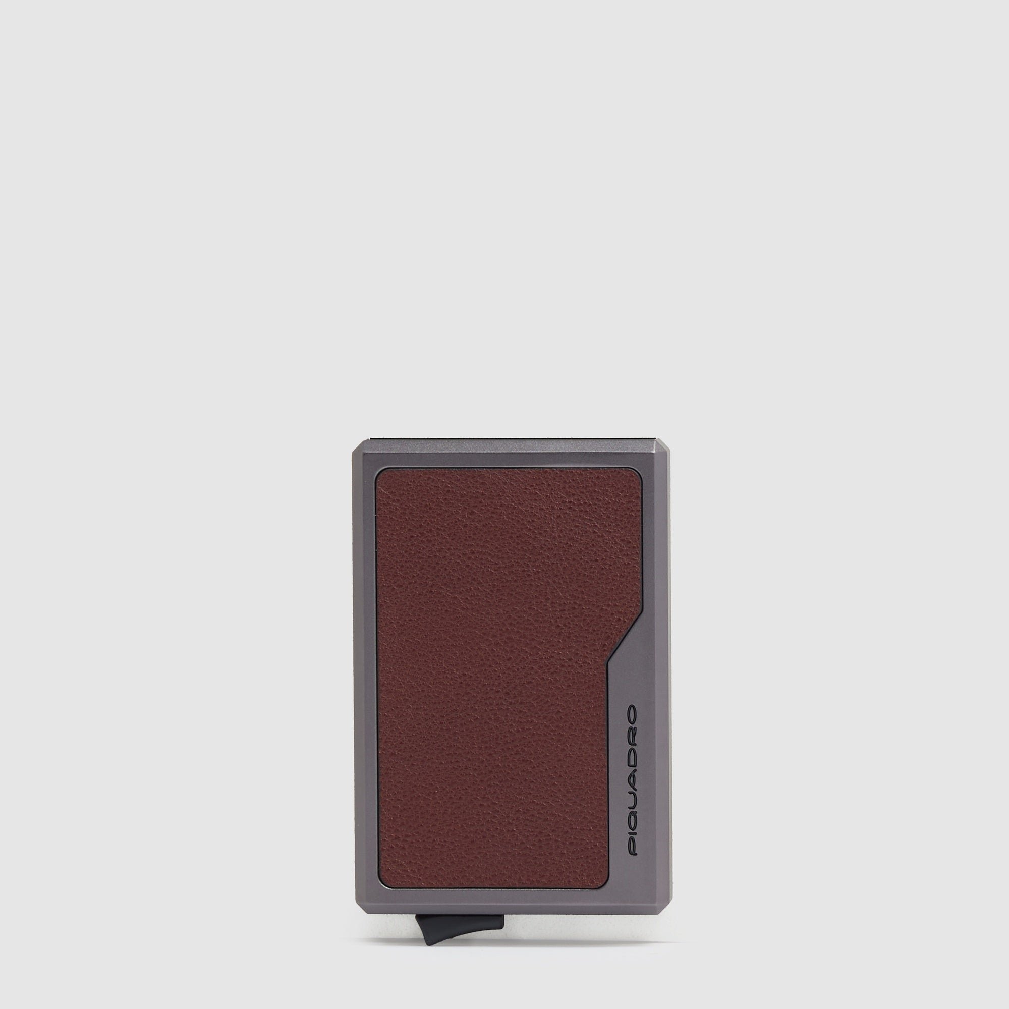 Magsafe automatic aluminum cardholder PIQUADRO Brown