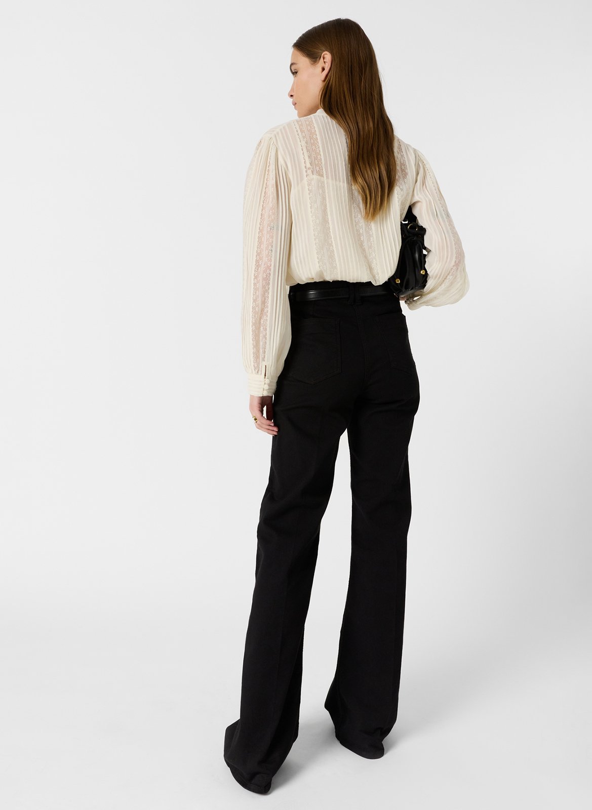 Classic-collar shirt with ribbon tie GERARD DAREL White