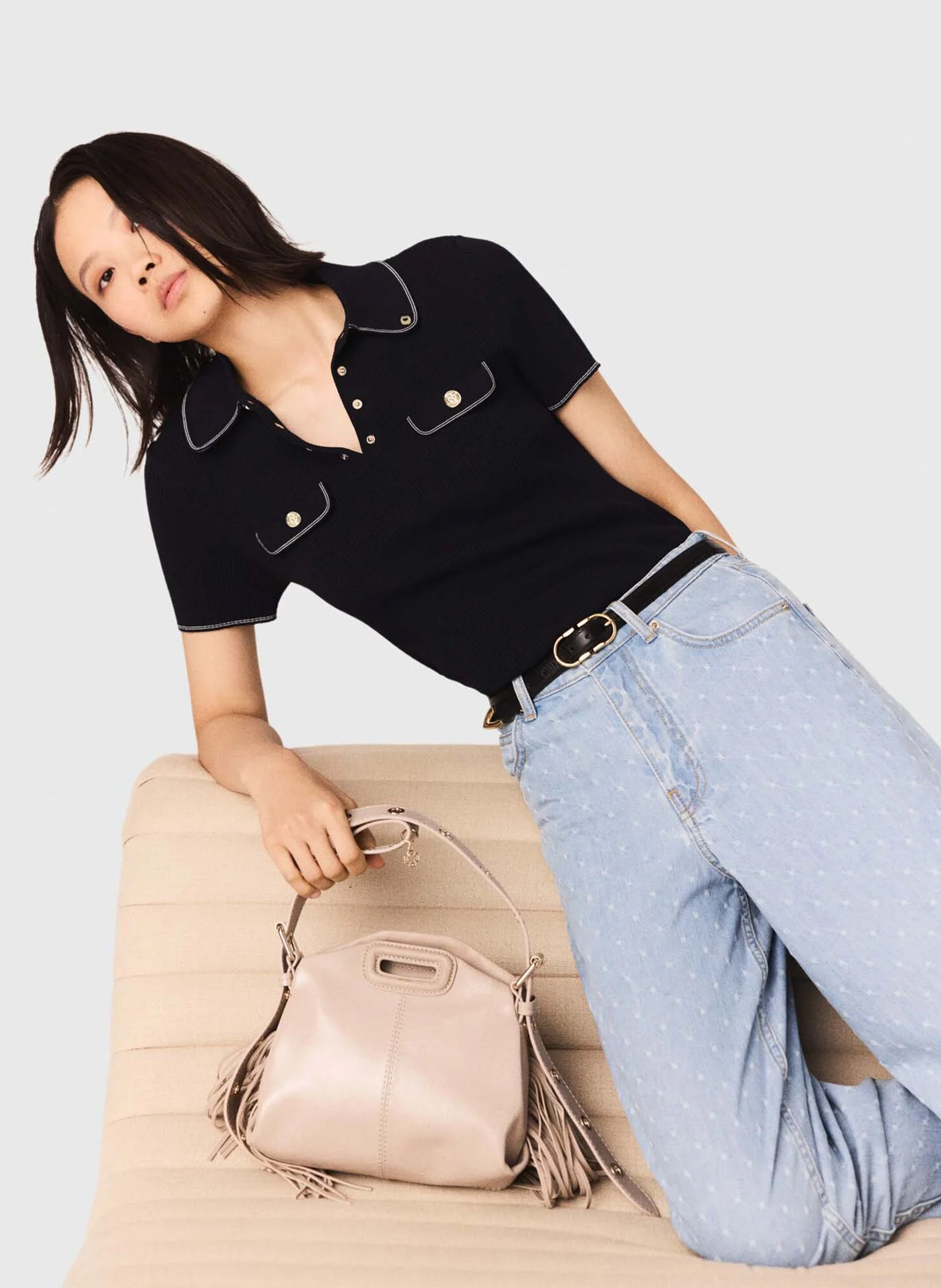 Aansluitende polo met kraag MAJE Blauw