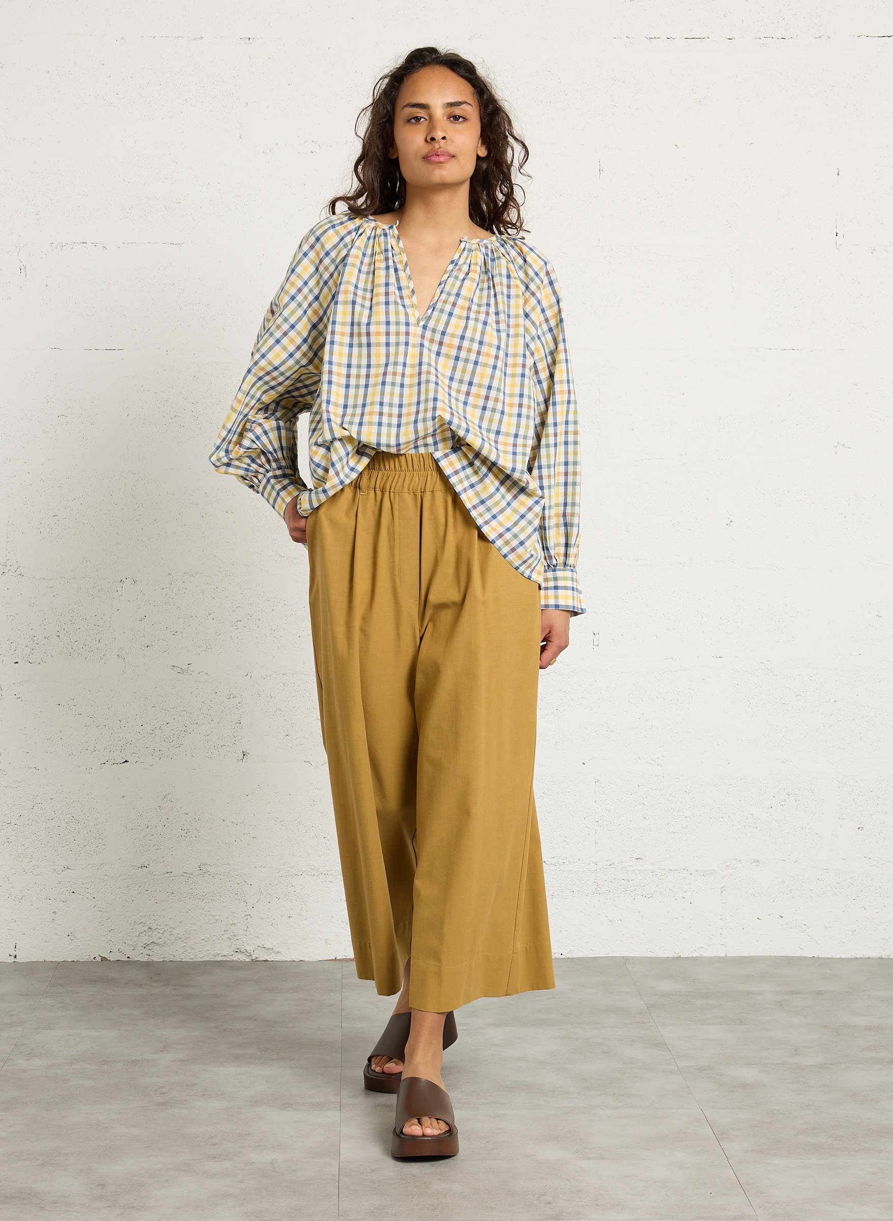 Oversized round neck printed cotton top BELLEPIECE Multicolored