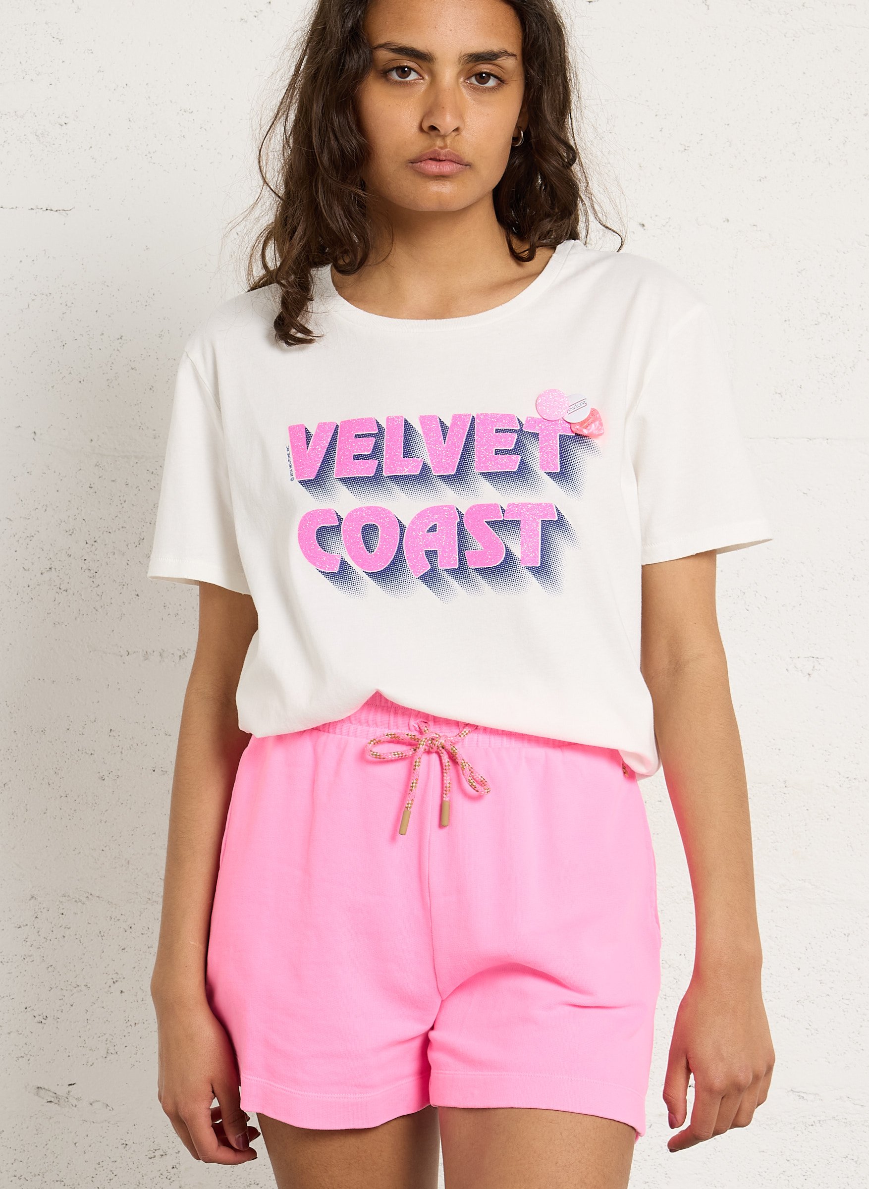 Tee-shirt ample col rond sérigraphié en coton NEWTONE Blanc