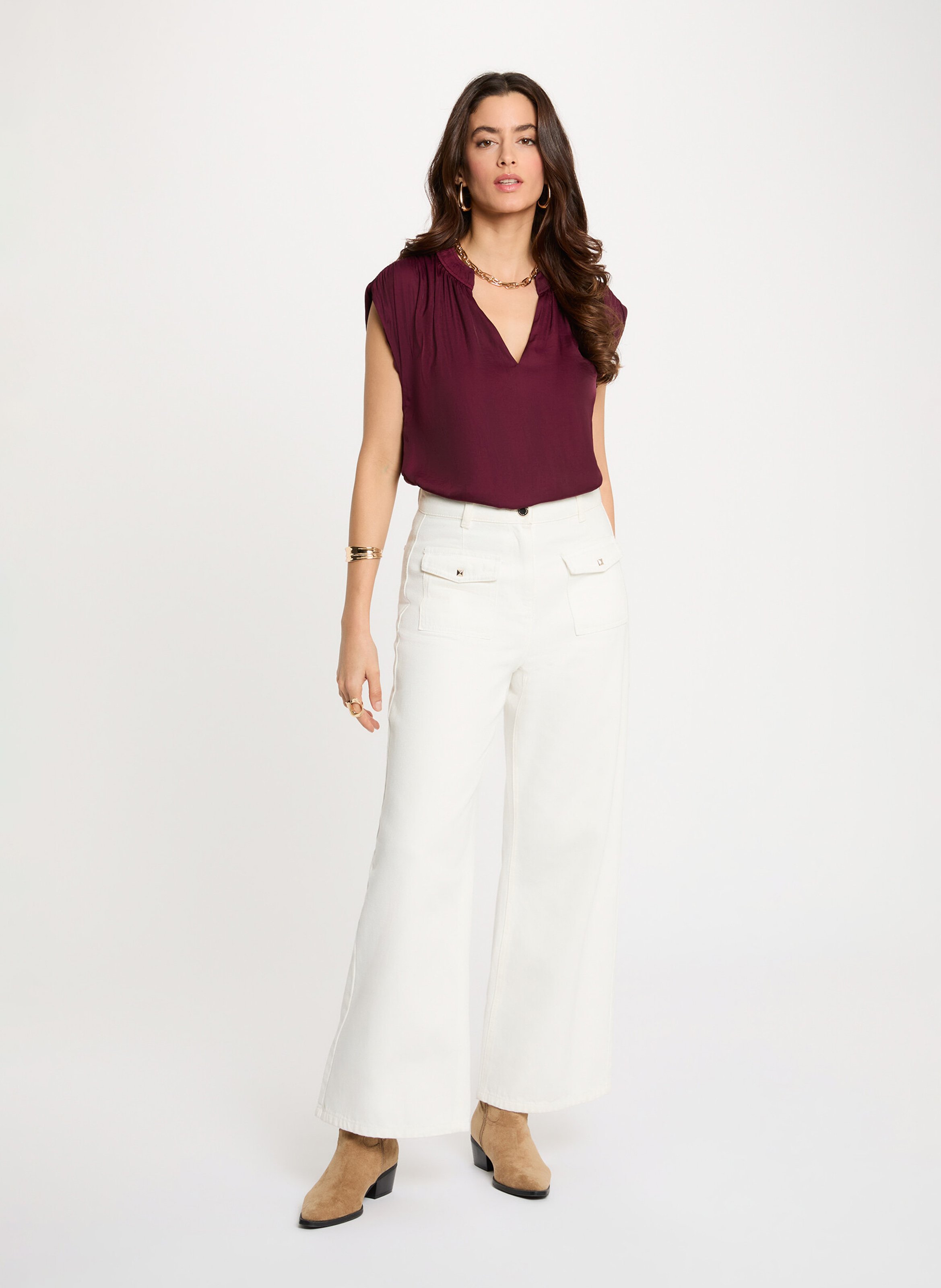 Blouse col tunisien MORGAN Violet