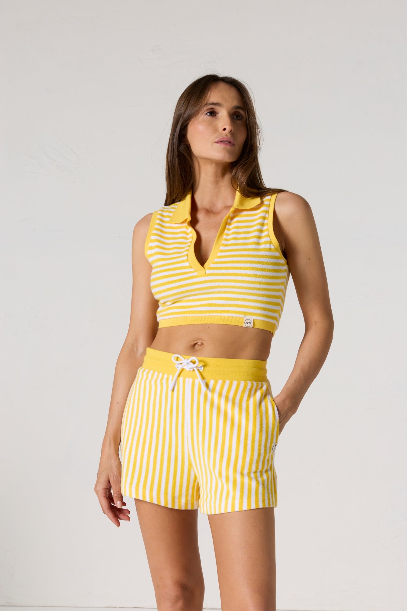 Crop-top éponge bay stripe JOTT Jaune