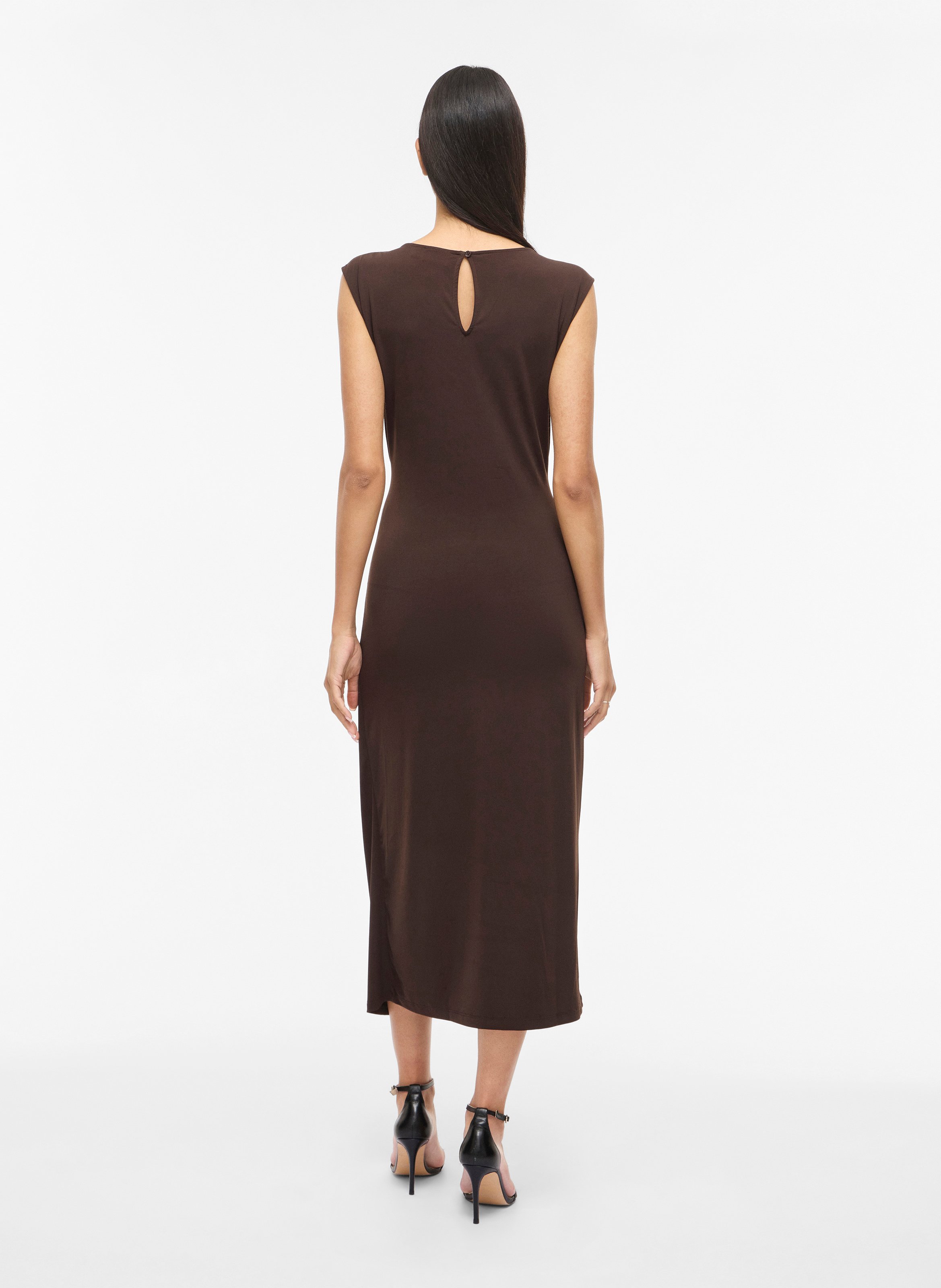 Vestido largo con cuello redondo VILA Negro