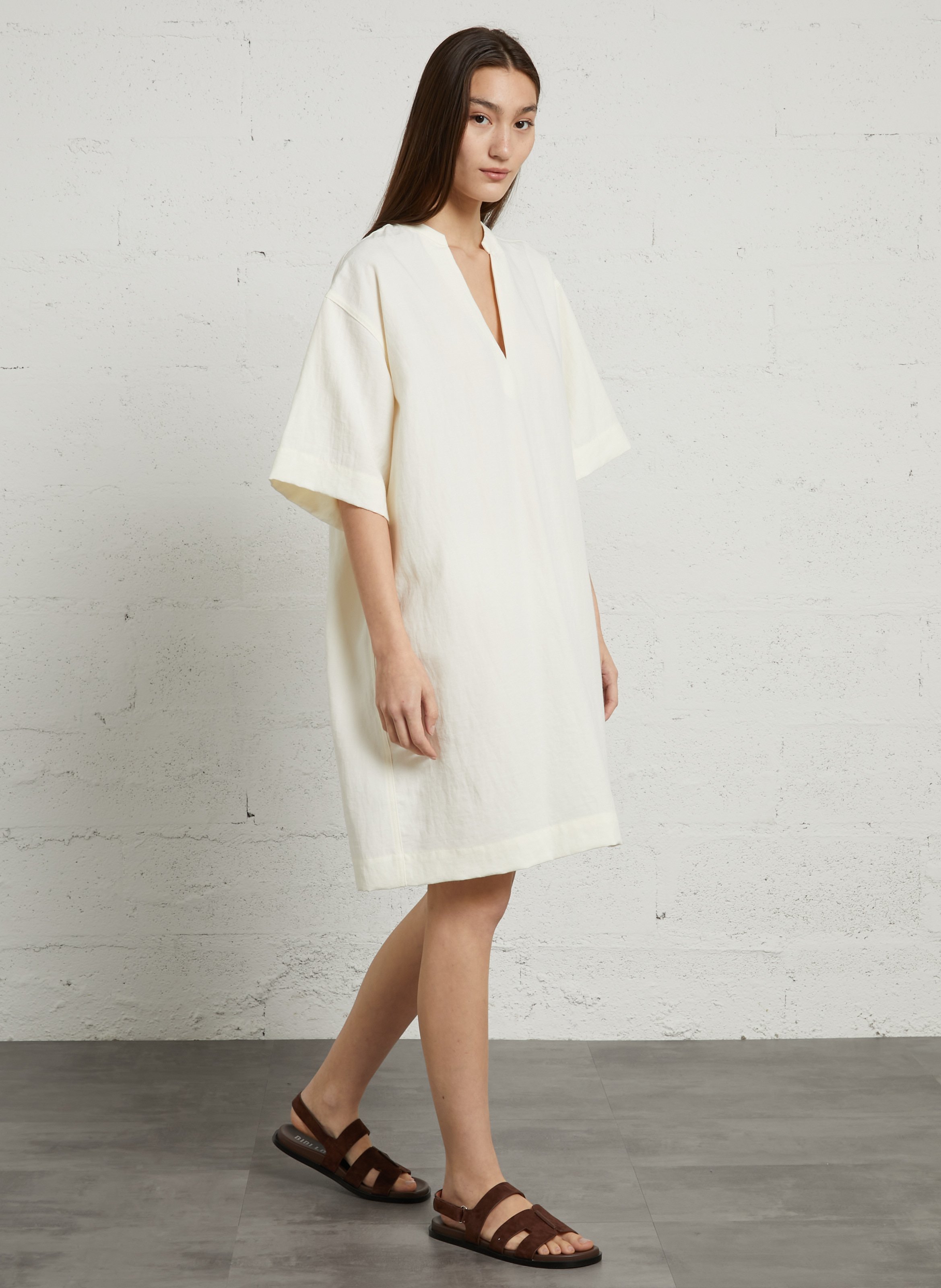 Robe midi col V JC SOPHIE White