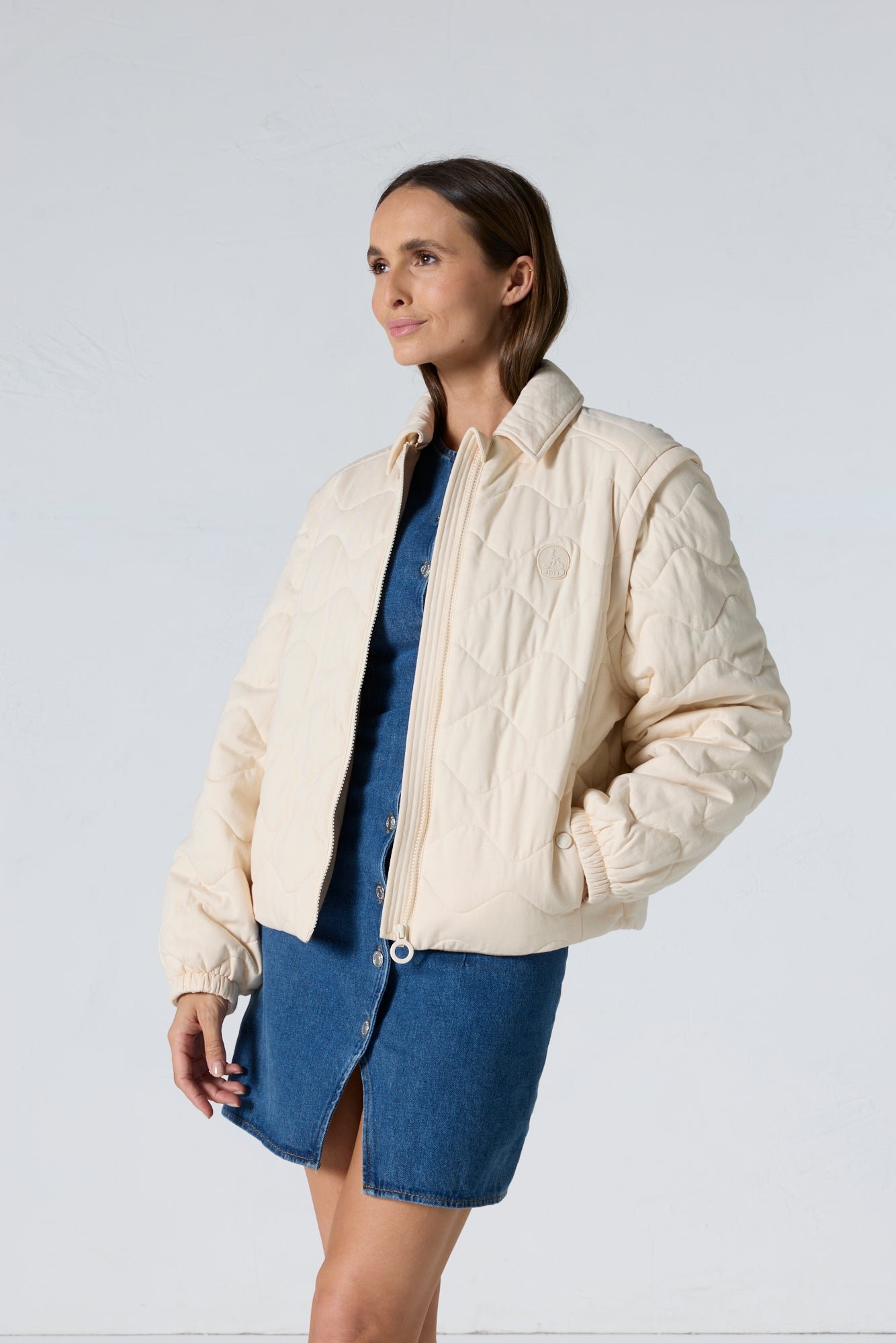 Sacha removable sleeve bomber jacket JOTT Brown