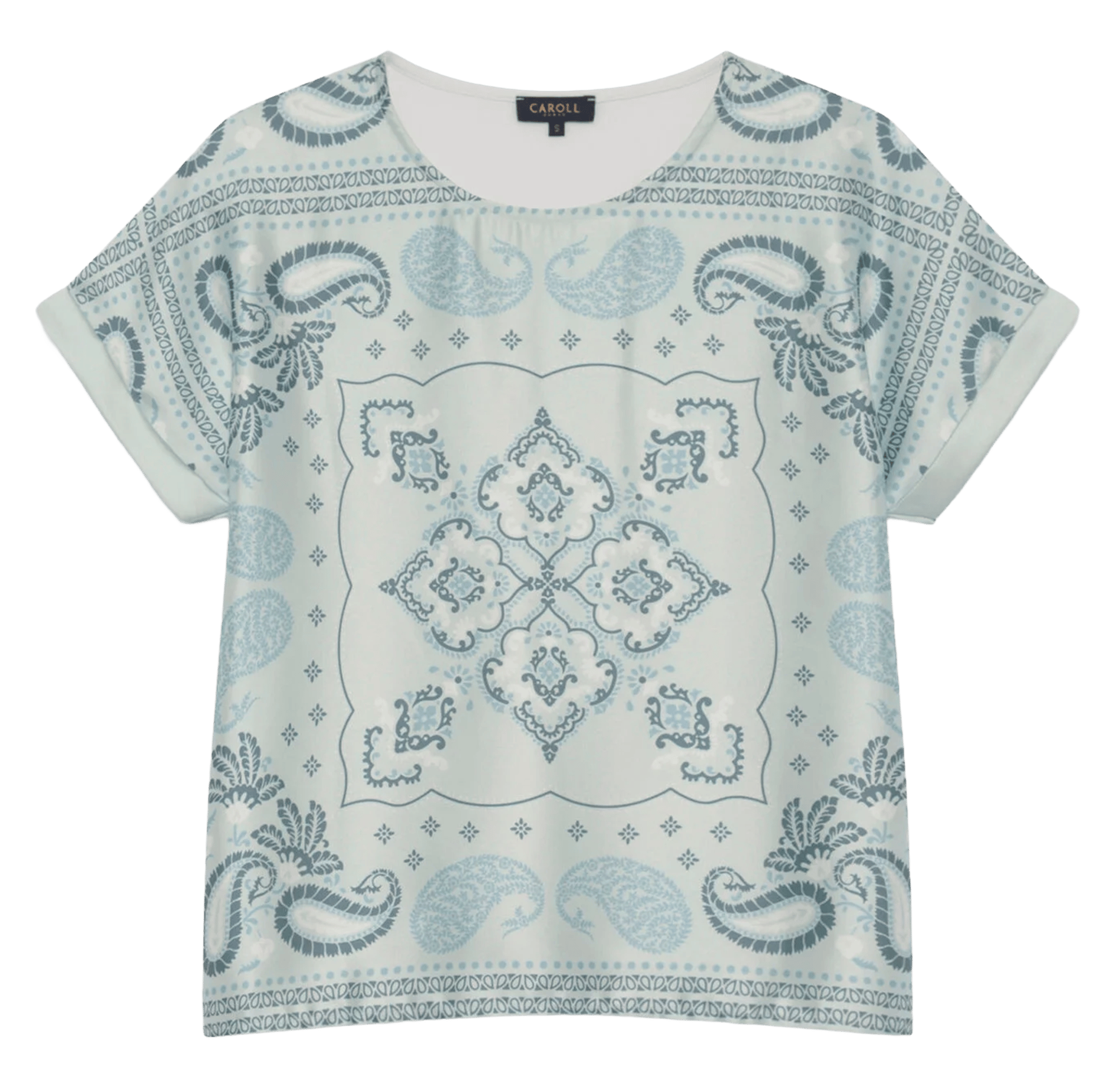 T-shirt droit col rond CAROLL Bleu
