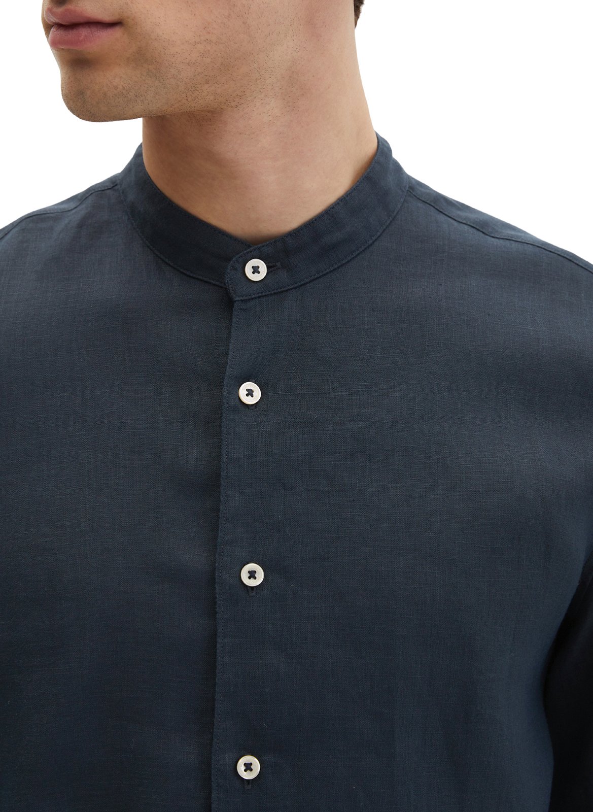 Gerade geschnittenes Leinenhemd mit Mao-Kragen MARC O'POLO Blau