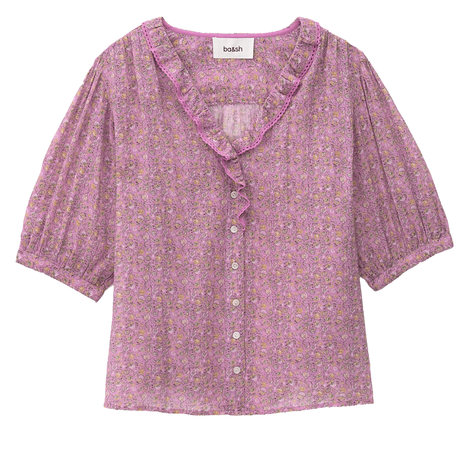 Geruite blouse met V-hals BA&SH Roze