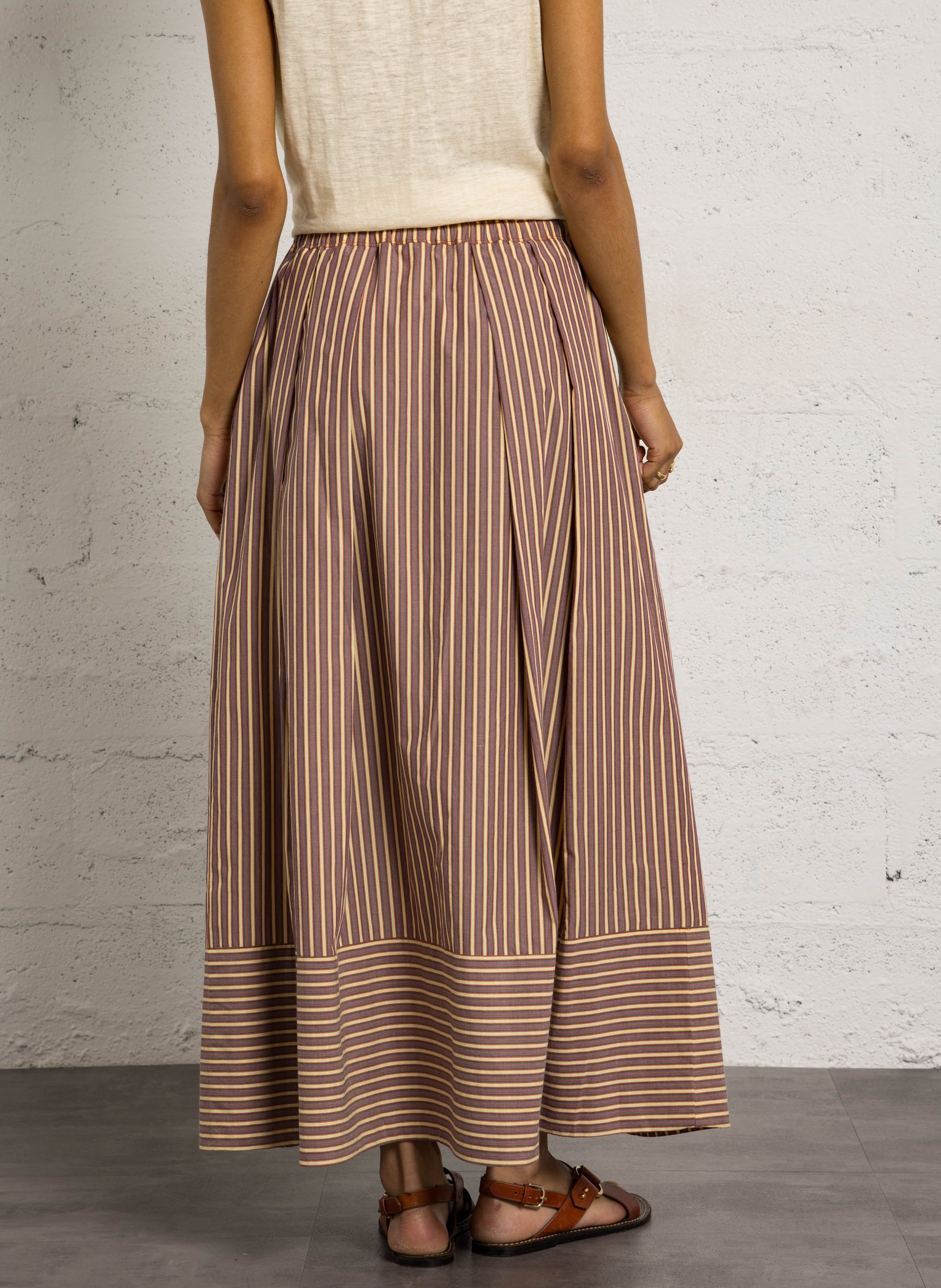 Jupe longue évasée taille haute MOISMONT Prune