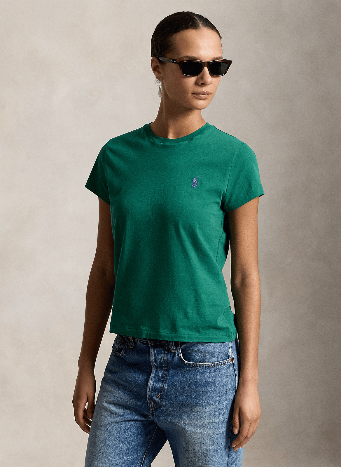 Short-sleeved plain t-shirt with logo POLO RALPH LAUREN Green