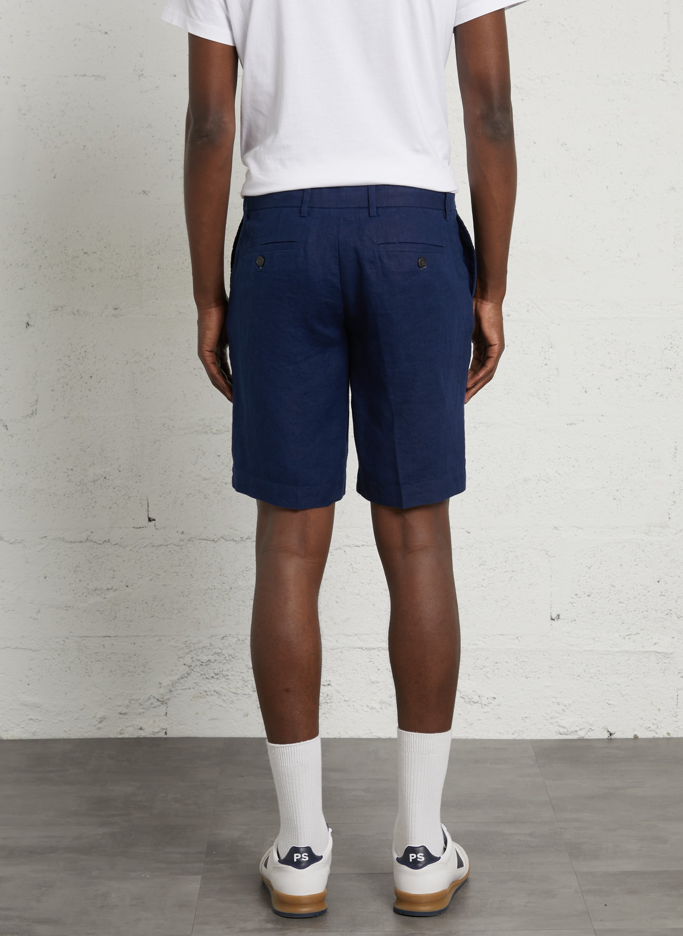 Short droit en lin HACKETT Bleu