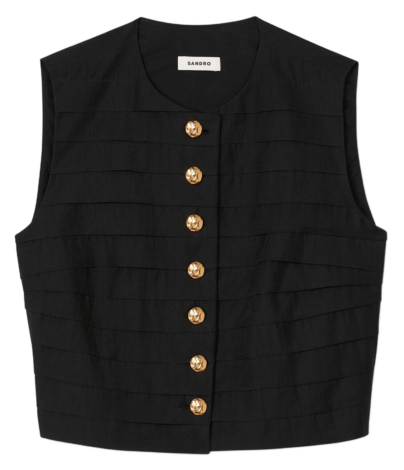 Short straight top in blended cotton SANDRO Black