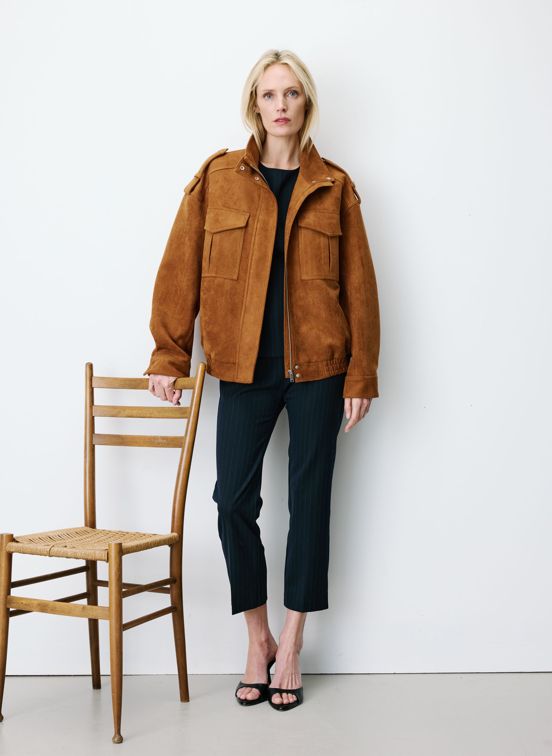 Oversized velvet high-neck jacket GRACE ET MILA Brown