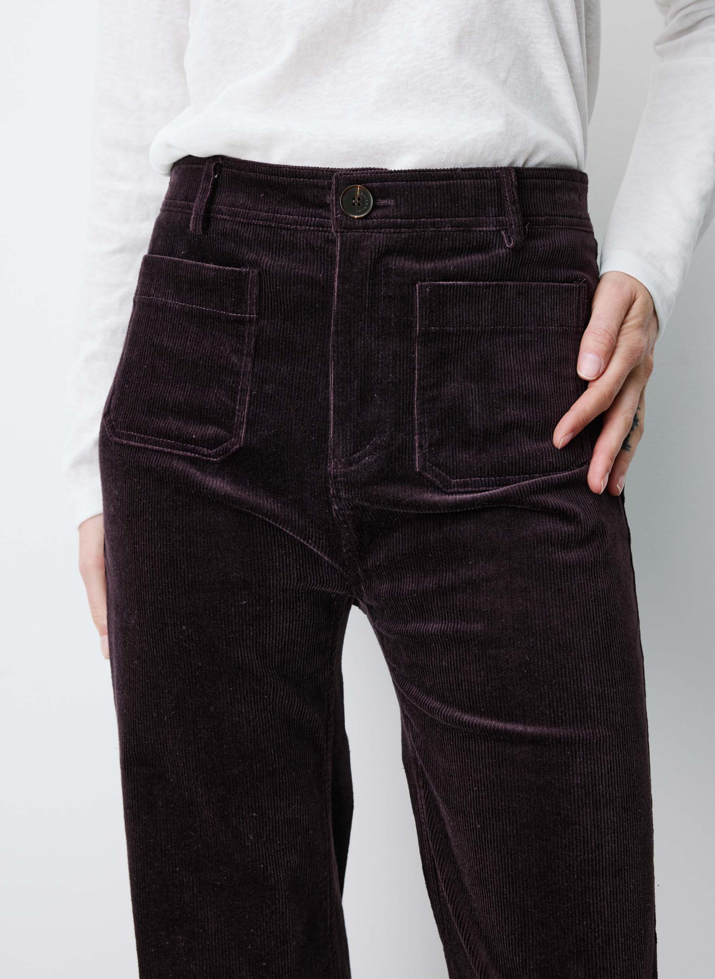 Straight ribbed cotton-blend pants | Red GRACE ET MILA Women