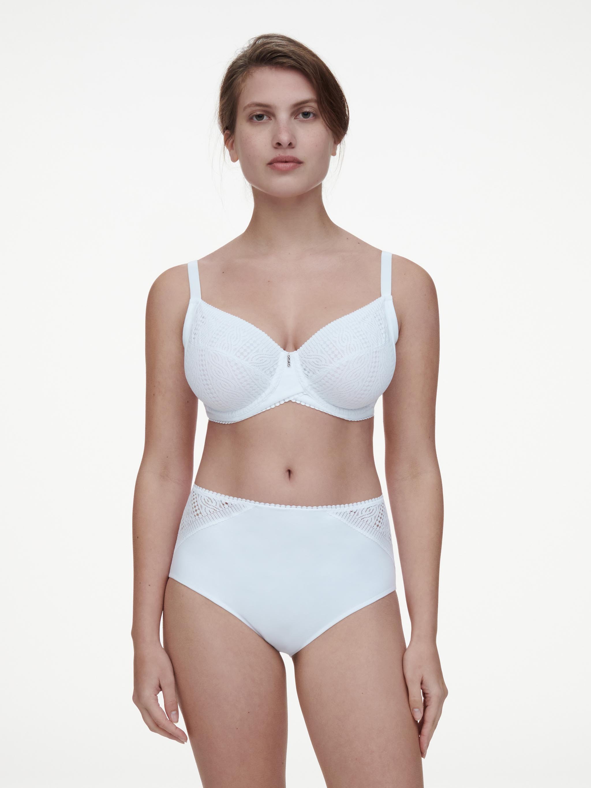 High-waisted lace support briefs CHANTELLE White
