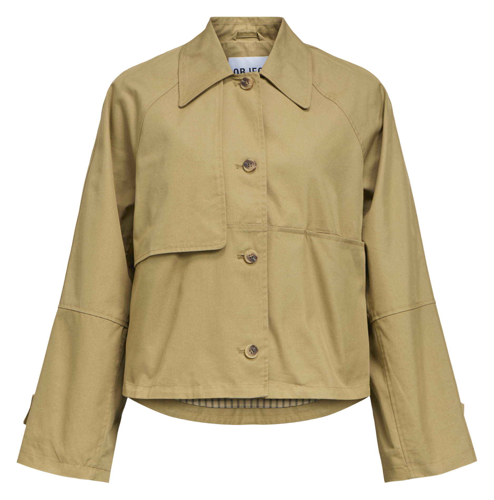Straight cotton-blend jacket OBJECT Beige