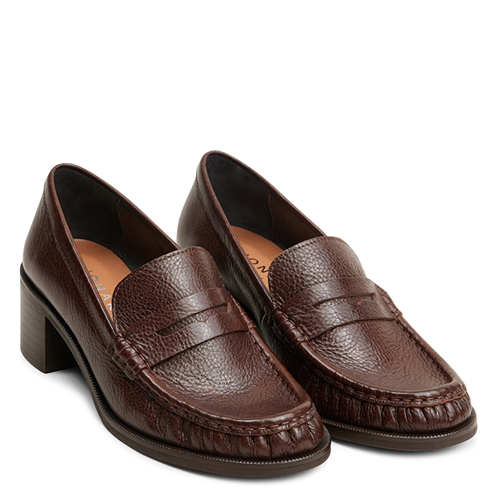 Mocassins met hakken van generfd leer JONAK Bruin