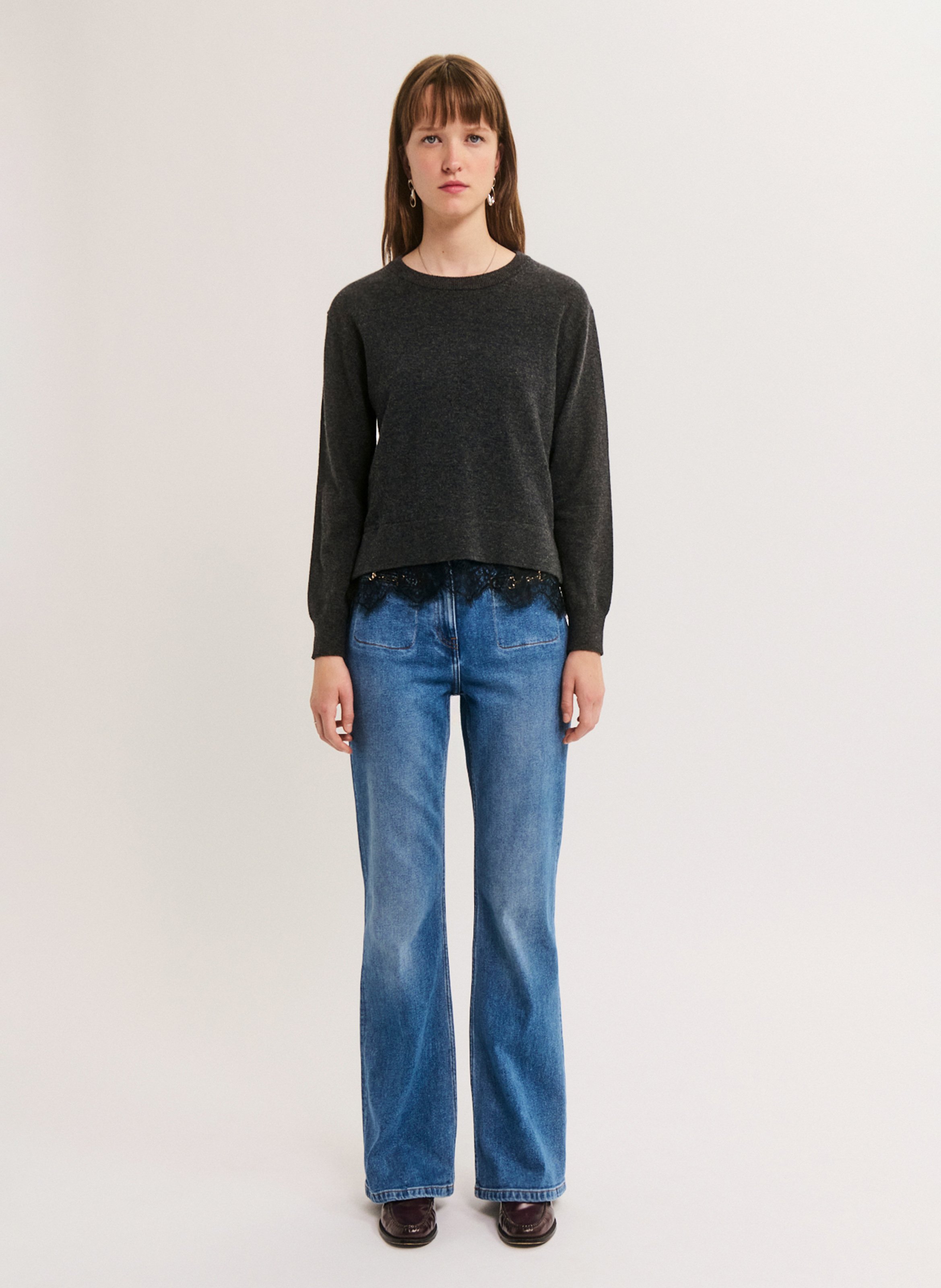 Gerade geschnittener Wollpullover PABLO Grau
