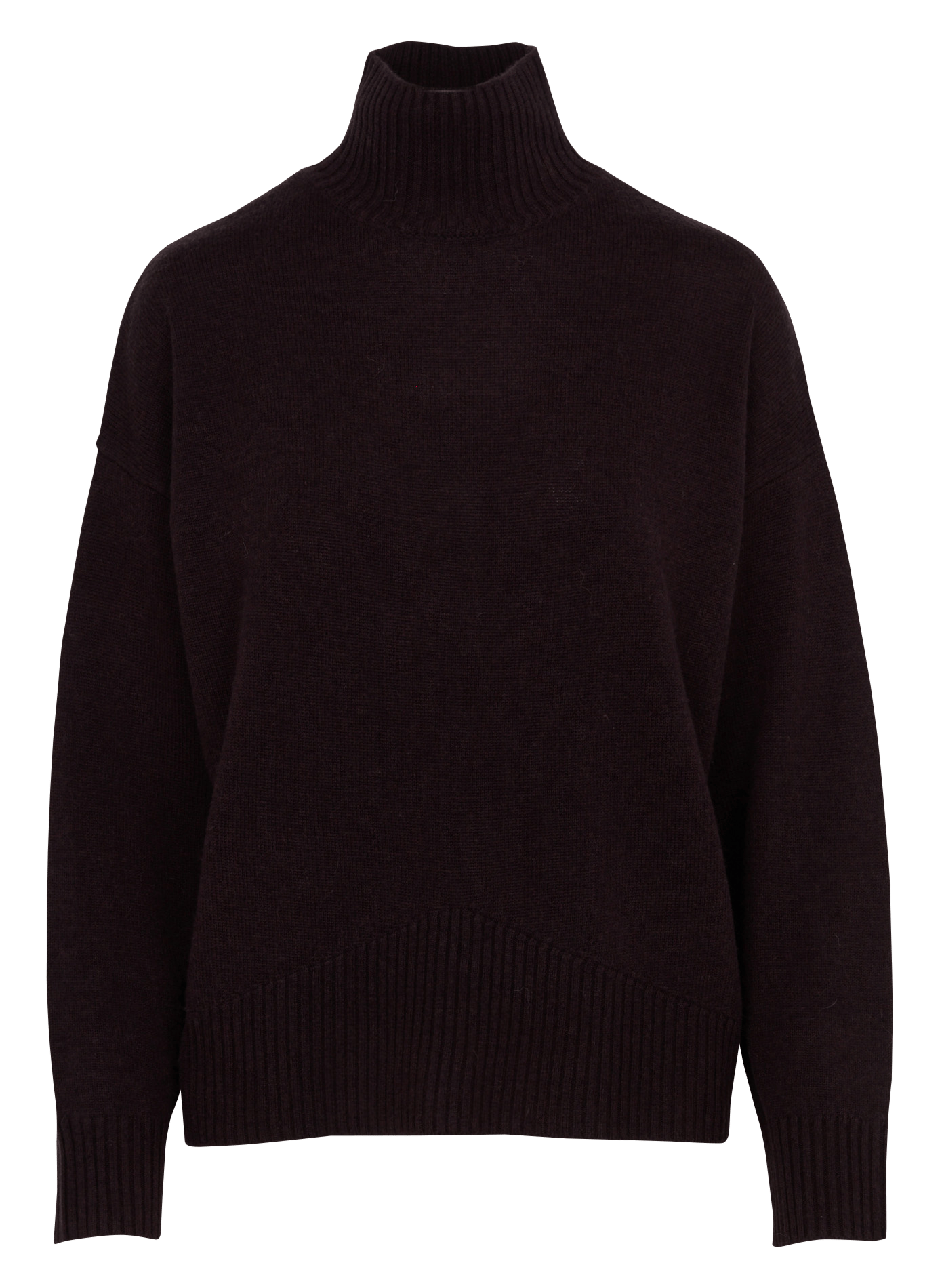 Pull ample col montant en laine mérinos MKT Marron