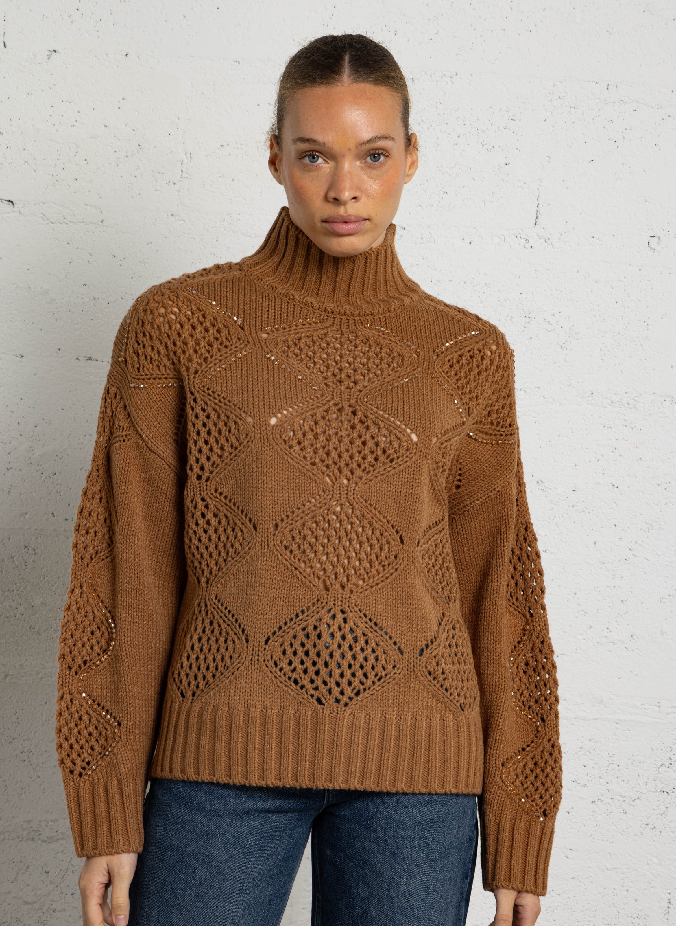Turtleneck poncho LIU JO Brown