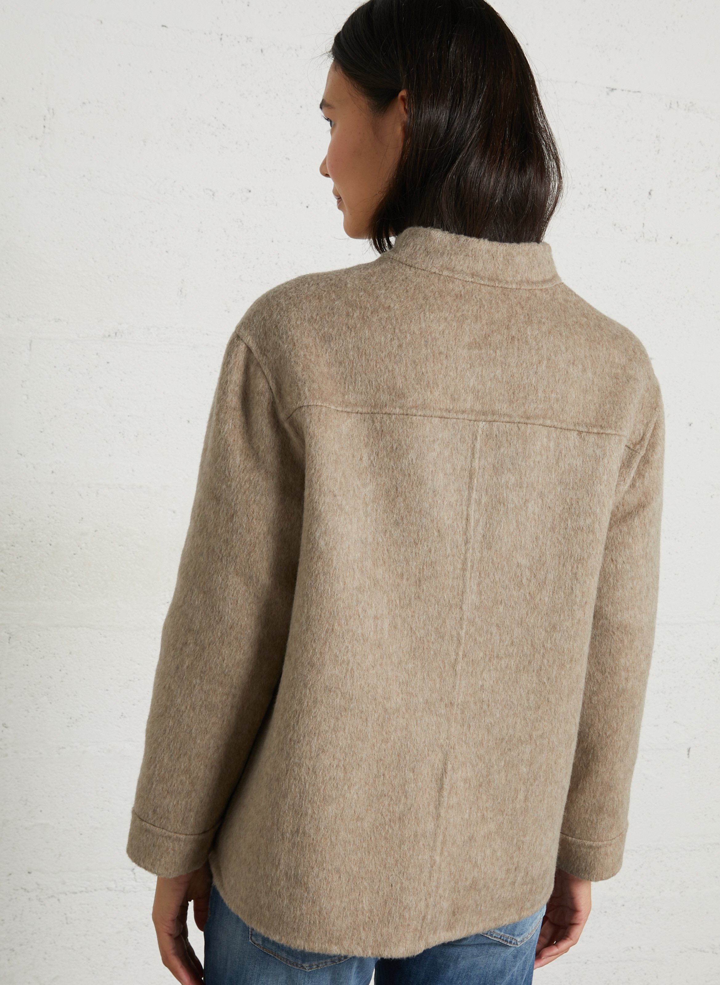 Oversized jas met opstaande kraag in gemengde wol HOD PARIS Beige