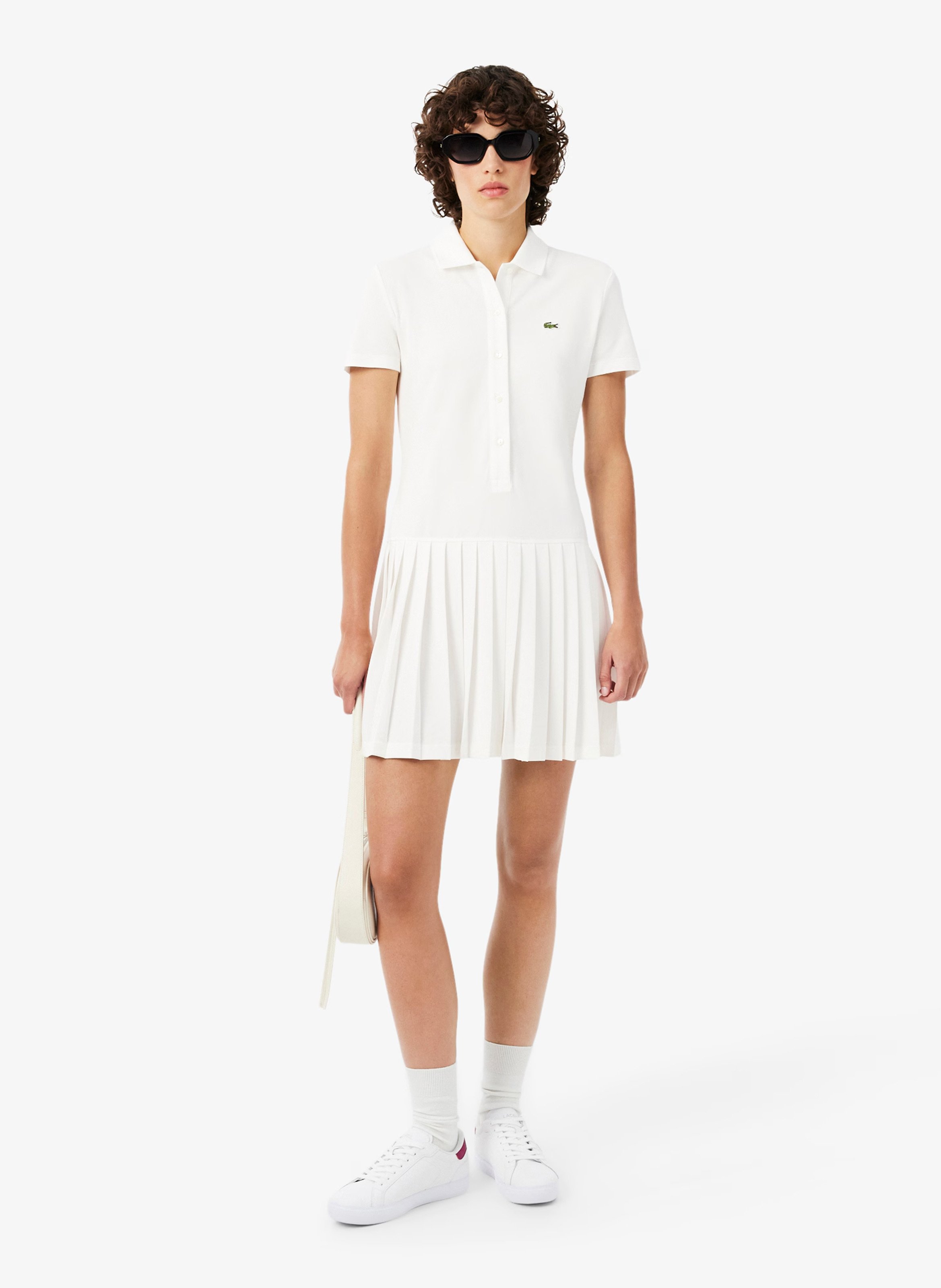 Robe courte col polo en coton LACOSTE Green