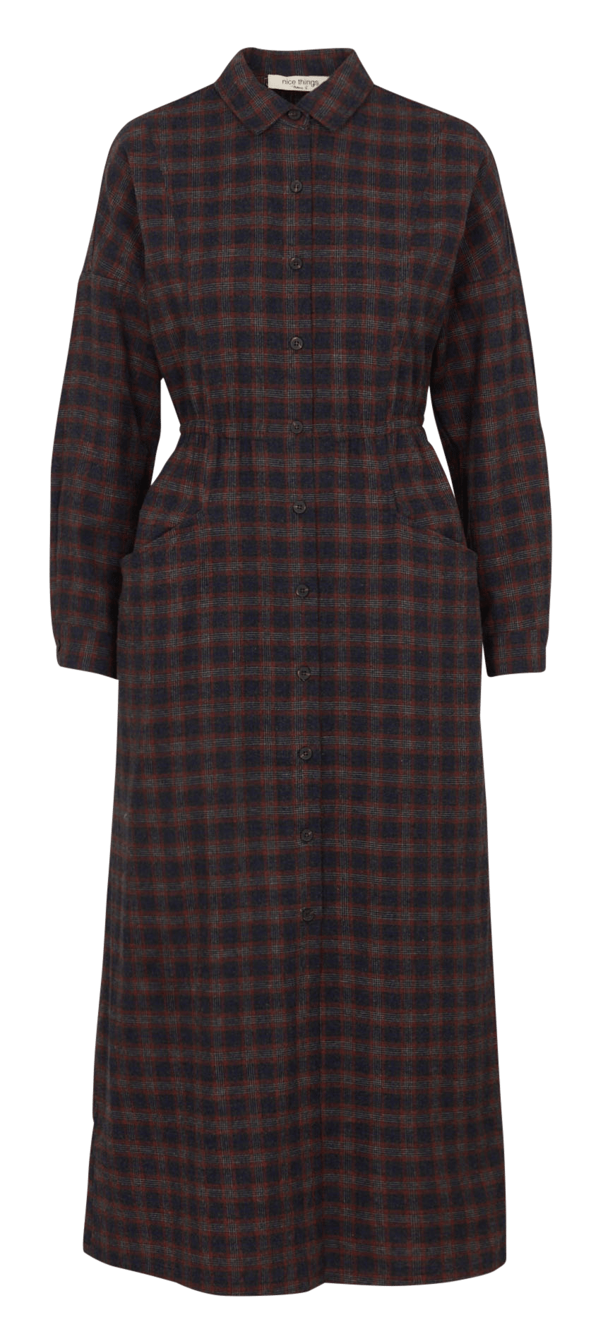 Langes, gerades Hemdblusenkleid aus Baumwolle NICE THINGS Grau