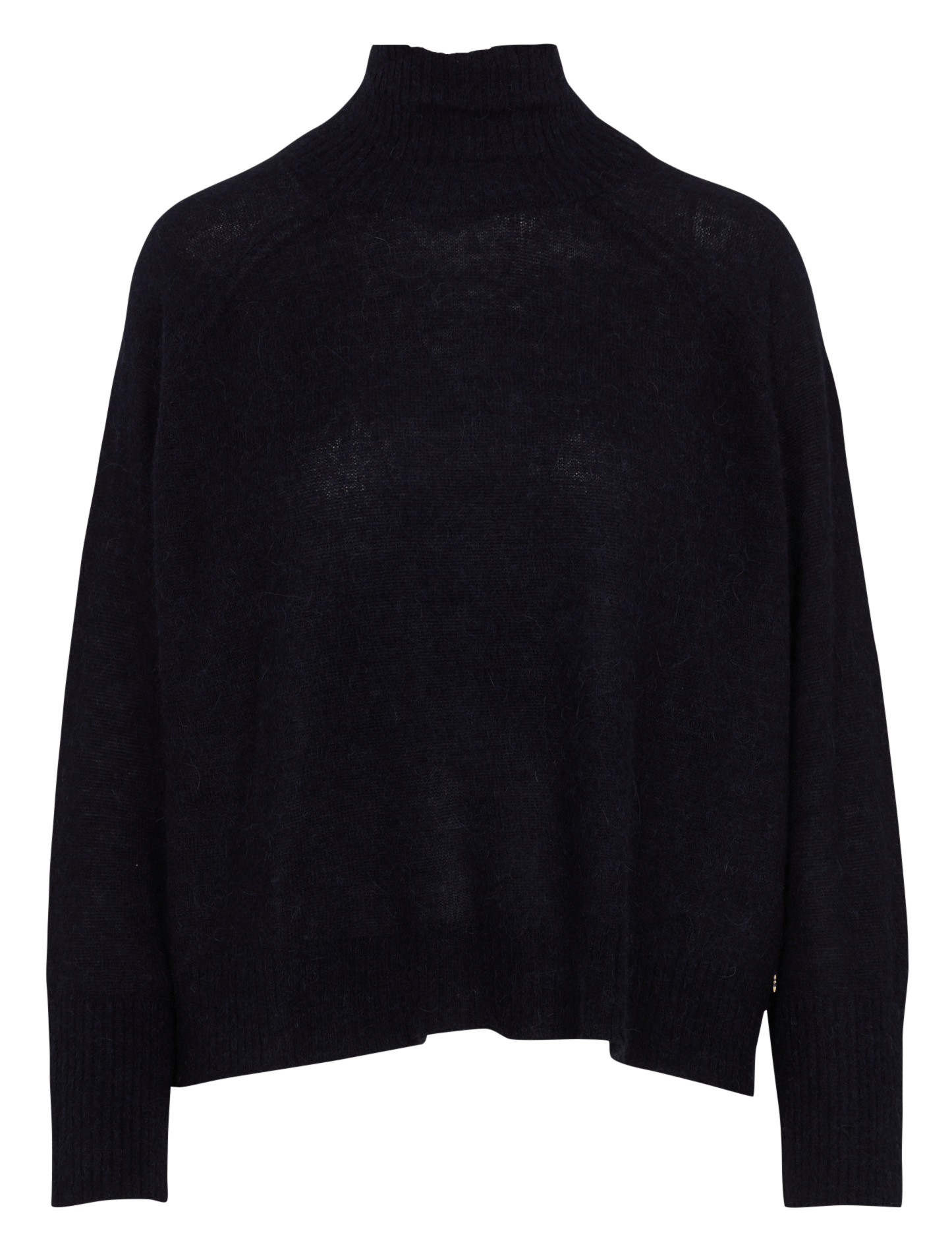 Gerader Pullover mit Stehkragen aus Wolle und Seide DES PETITS HAUTS Blau
