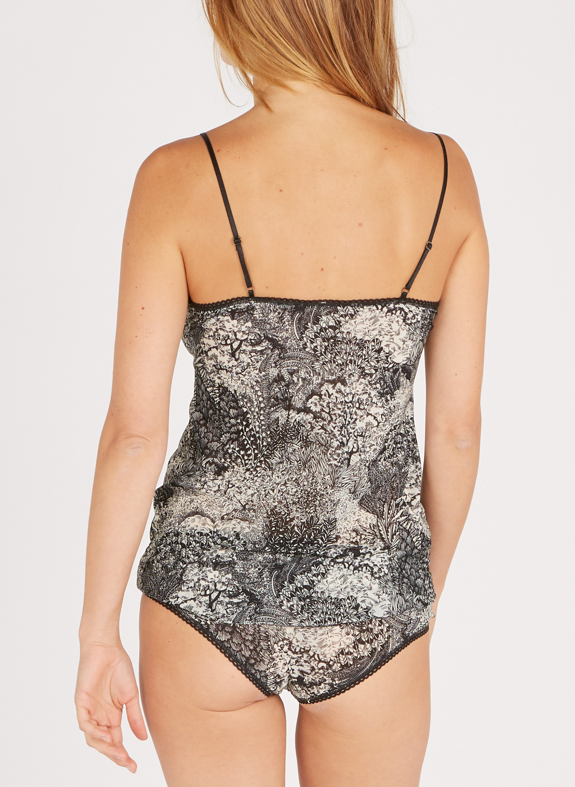 Caraco imprimé en microfibre à bretelles MOMONI Noir