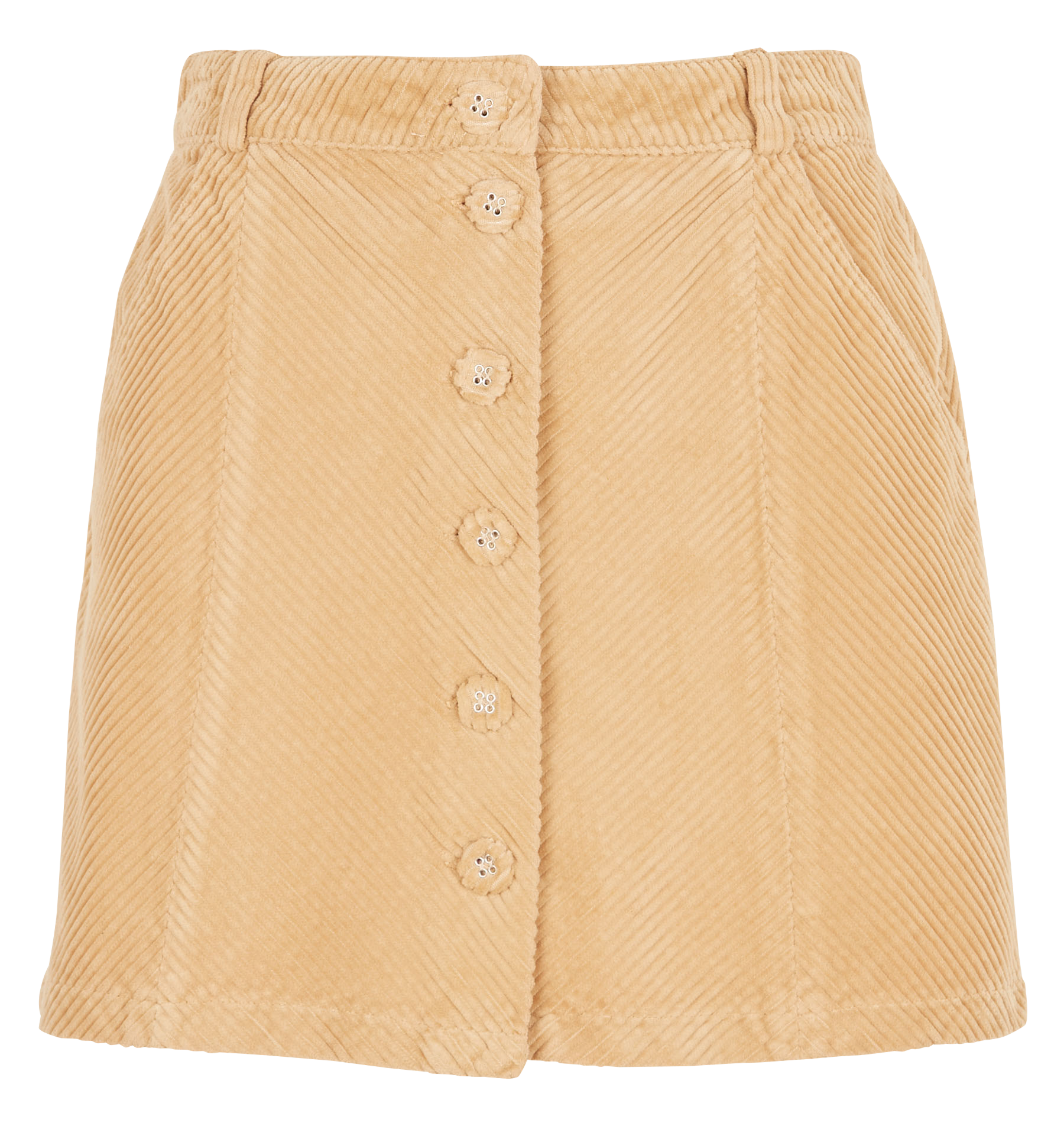 Jupe trapèze en velours de coton côtelé EMILE ET IDA Beige