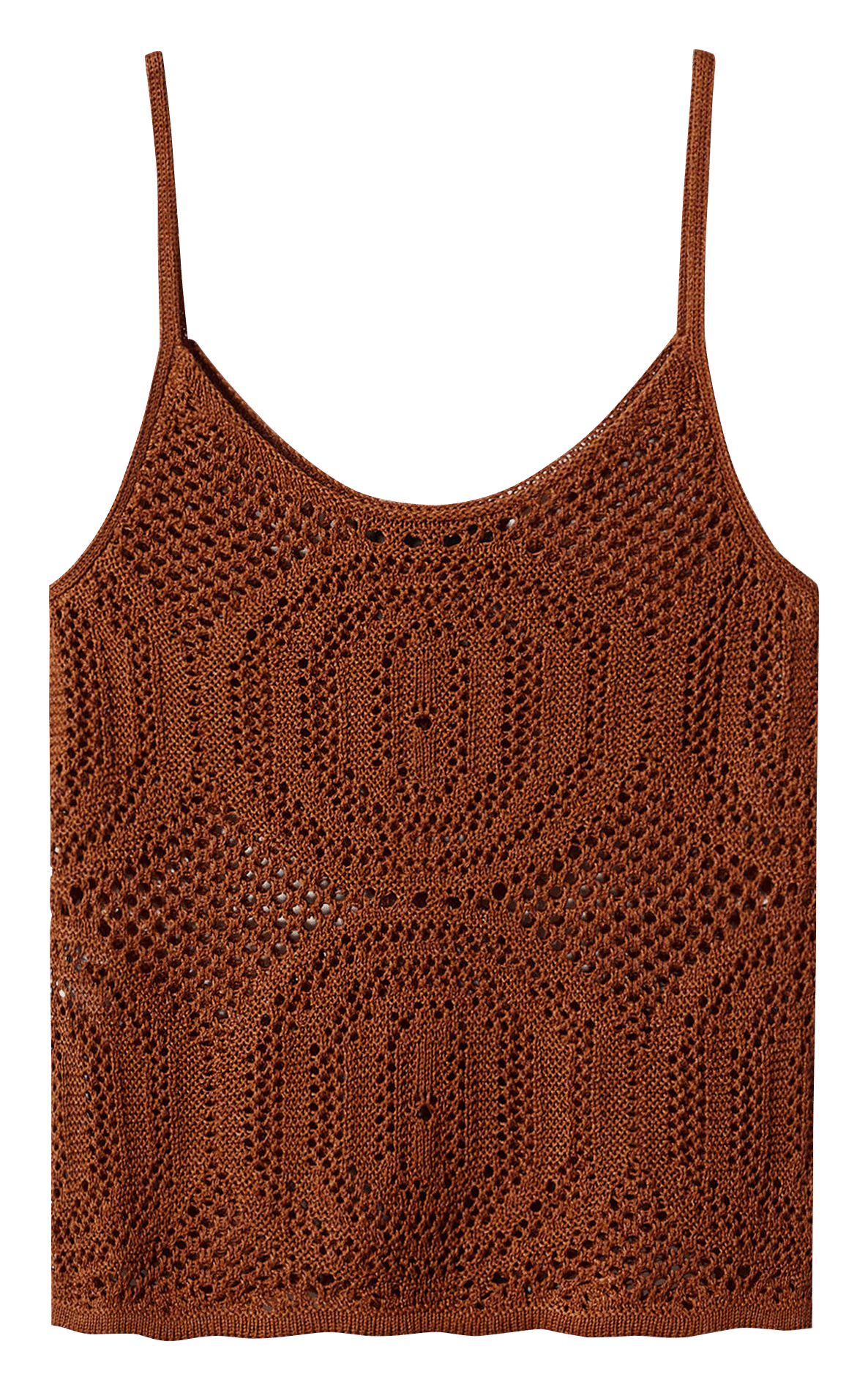 Knit-effect round-neck top BrownMANGO
