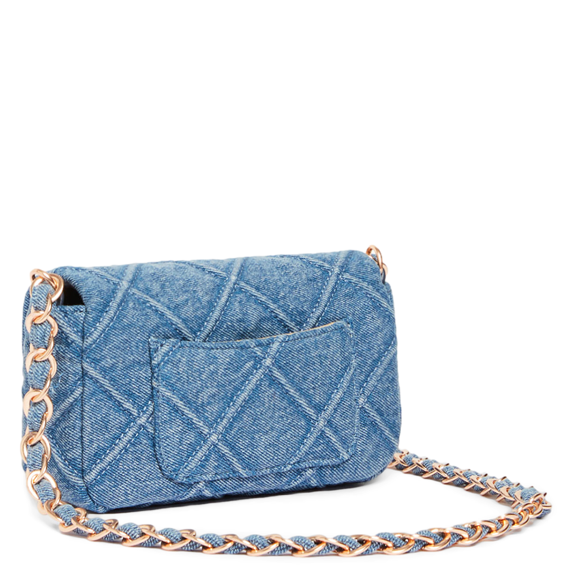 Sac bandoulière en denim de coton Bleu