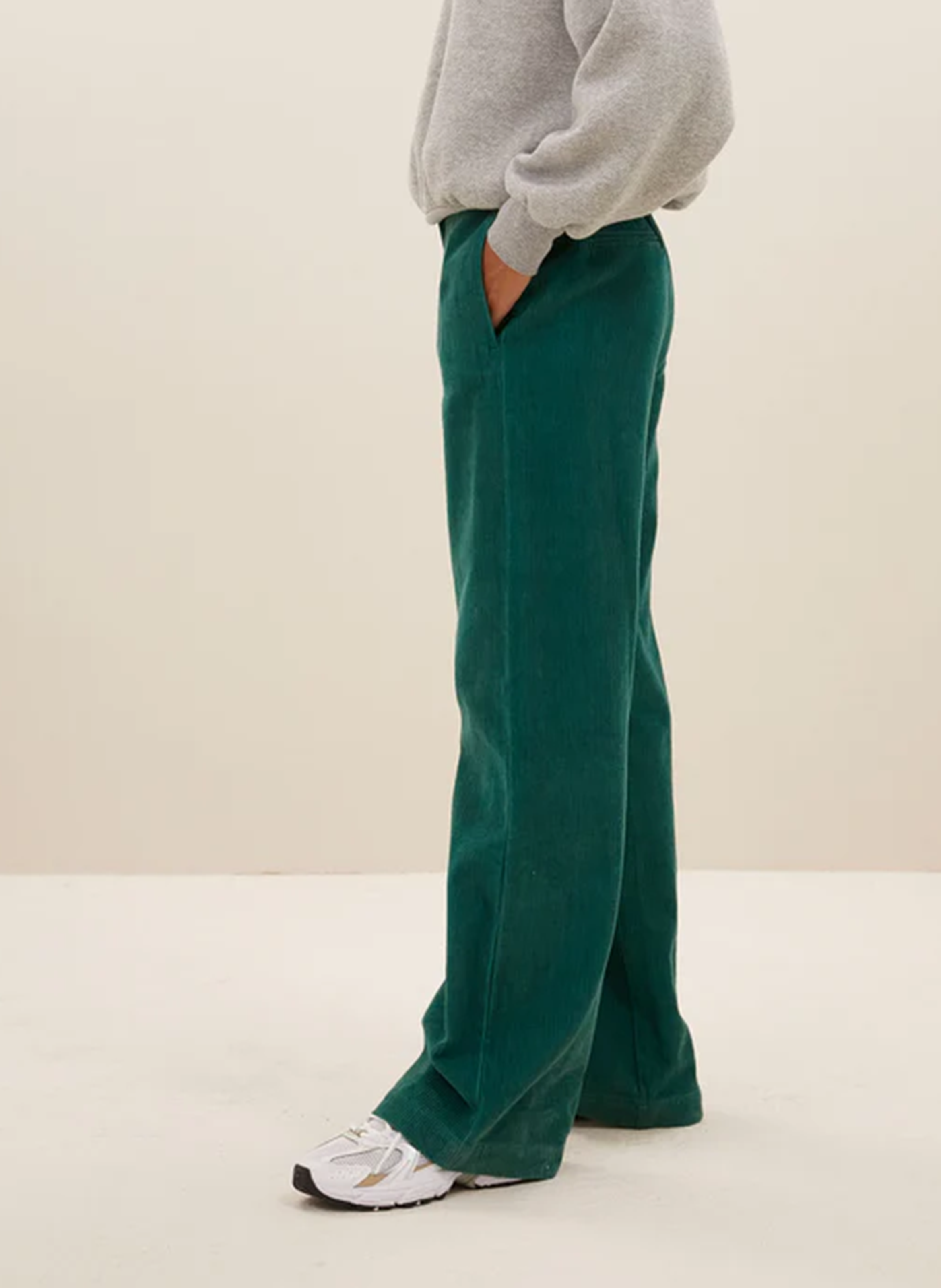 Pantalon droit velours côtelé en coton BY BAR Vert