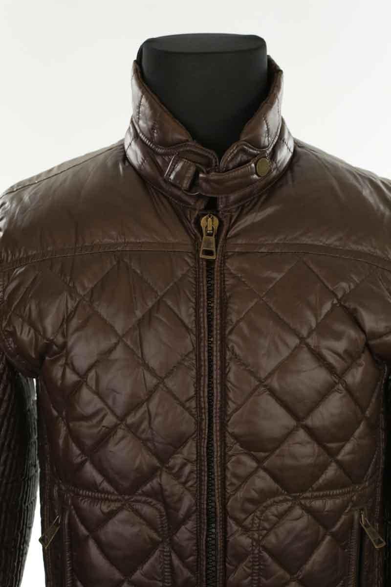 Lightweight quilted padded jacket with high neck MONCLER - Seconde Main Brown