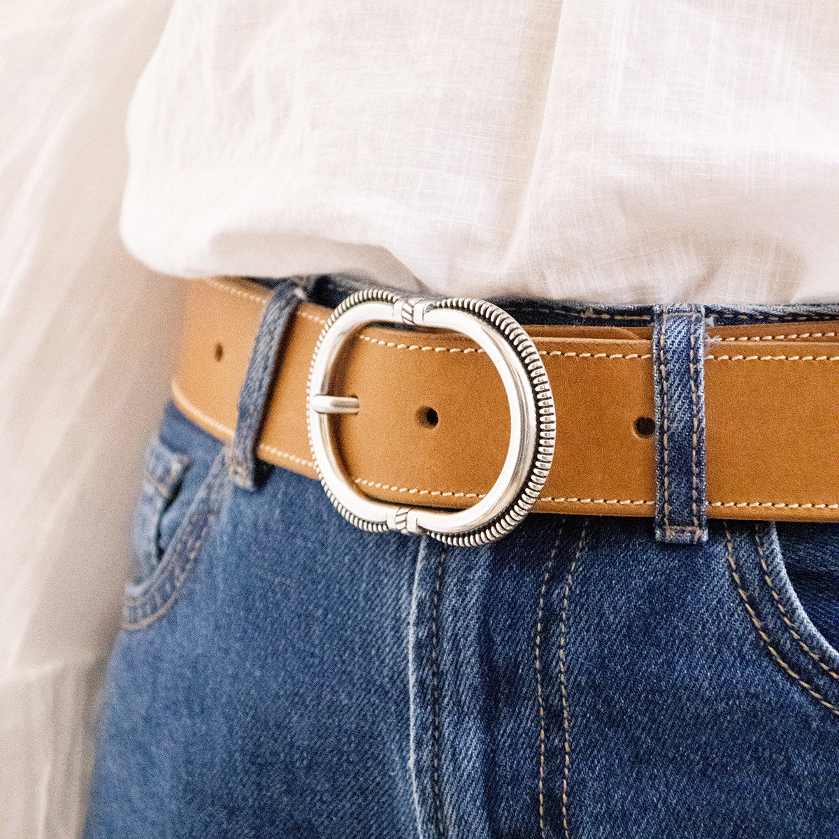 Ceinture camargue cuir JULES & JENN Marron