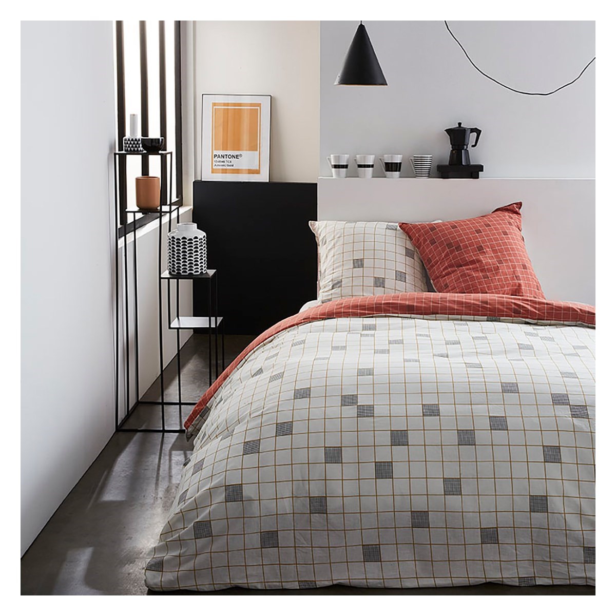 Printed cotton bedding set TODAY LINGE DE MAISON Grey