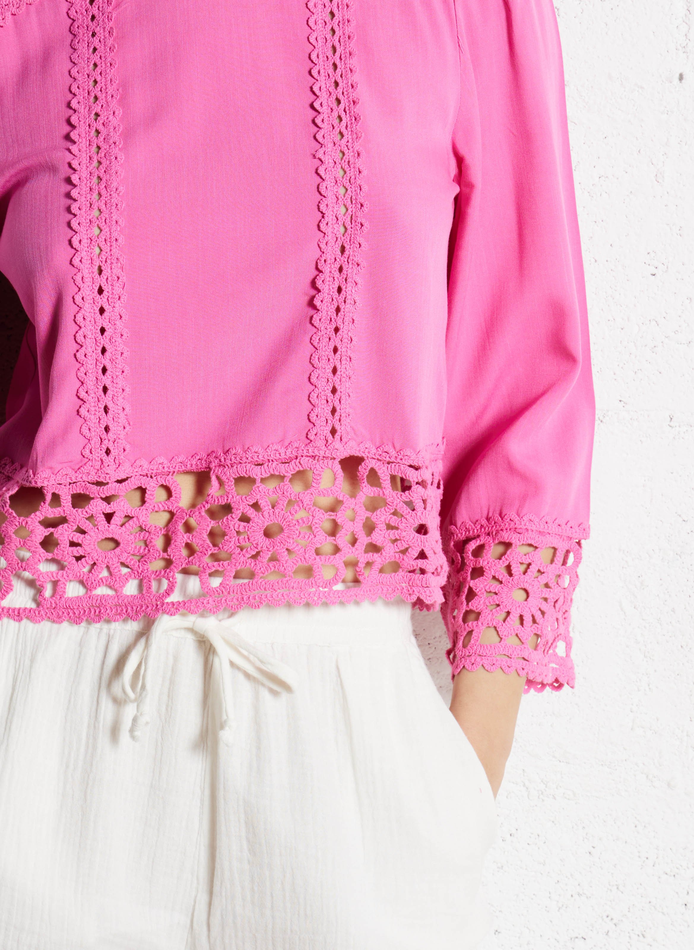 Blouse met ronde hals Roze