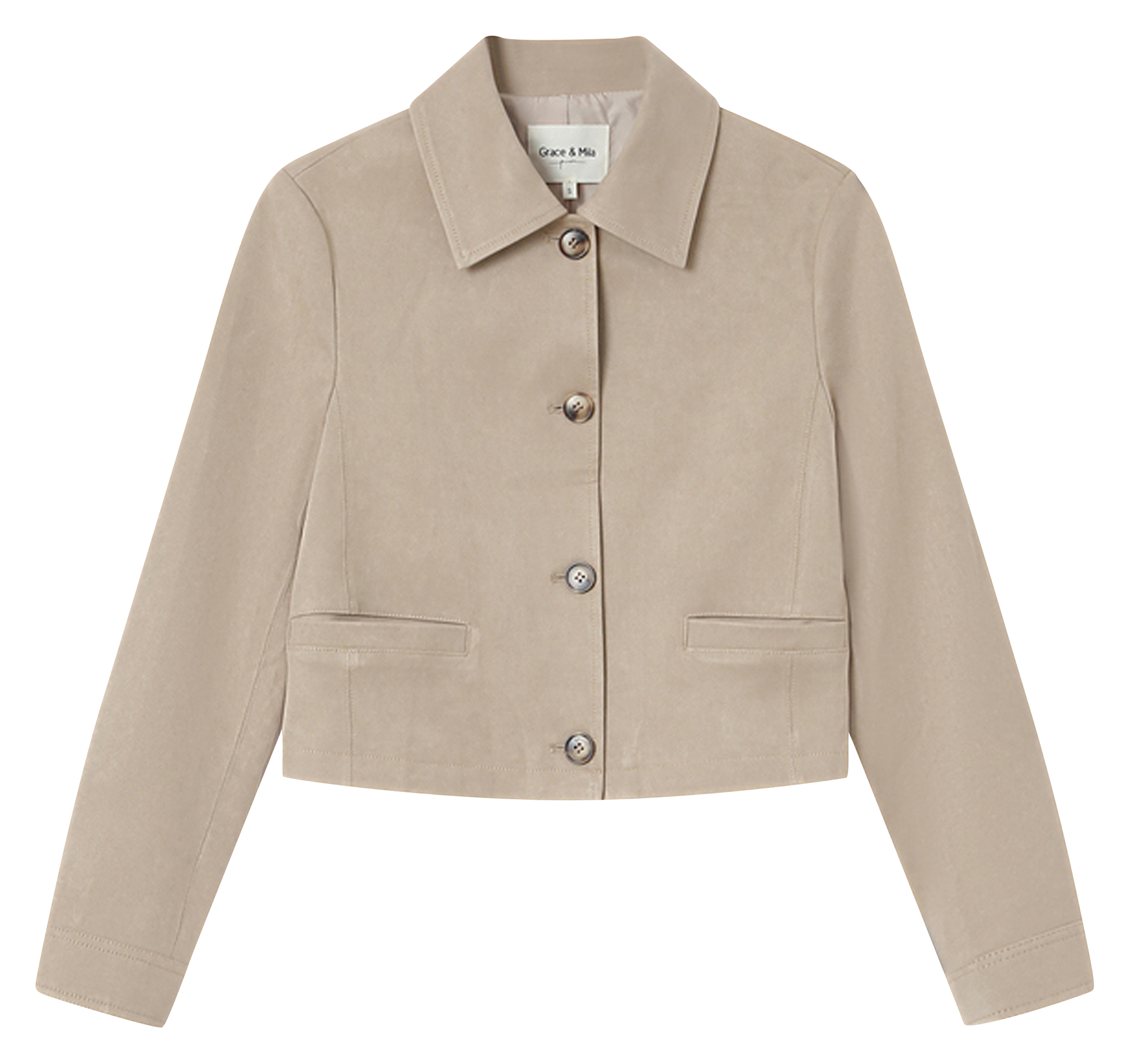 Short jacket with classic collar GRACE ET MILA Beige