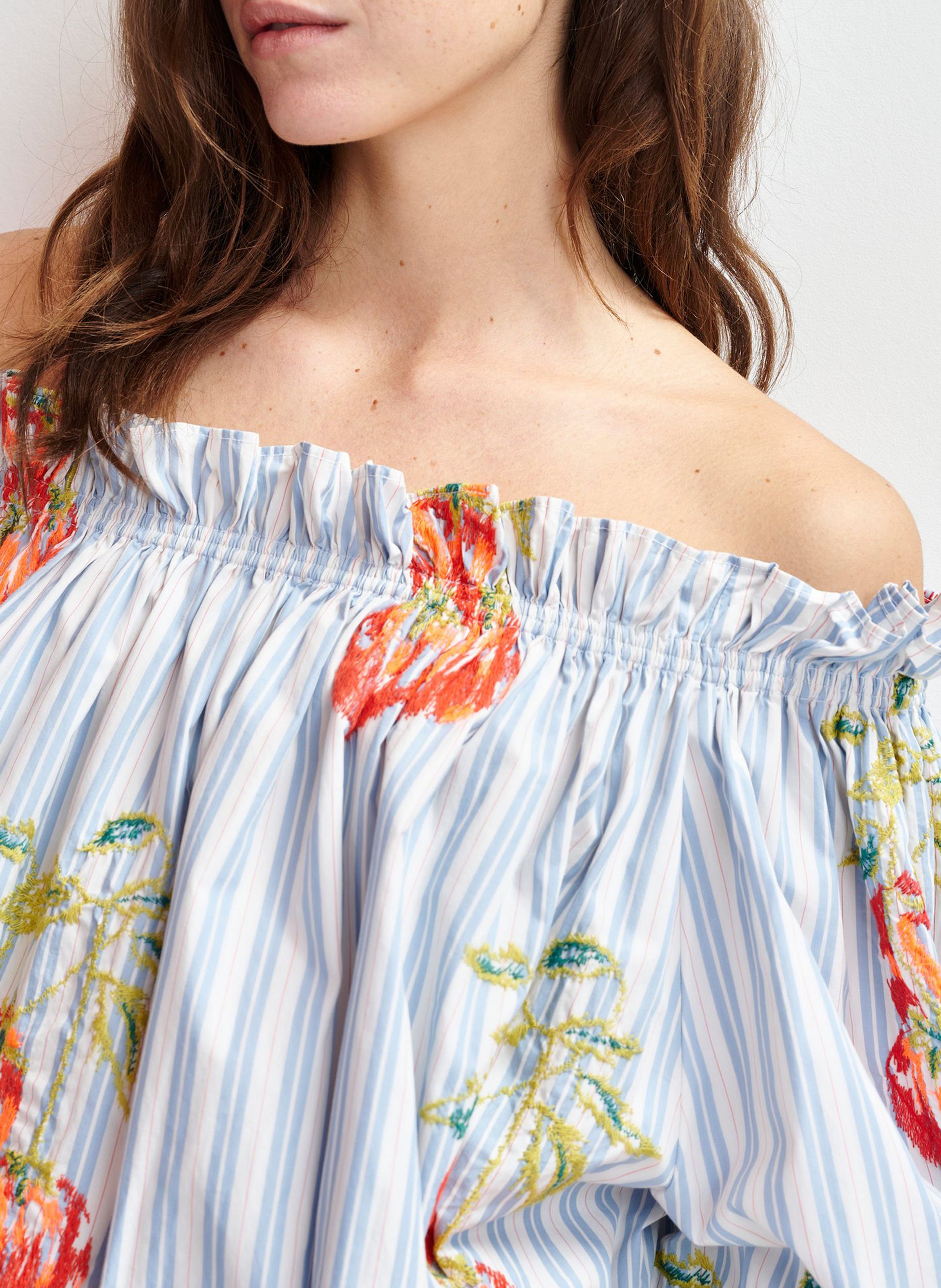 Chemise épaules dénudées à rayures ESSENTIEL ANTWERP Bleu