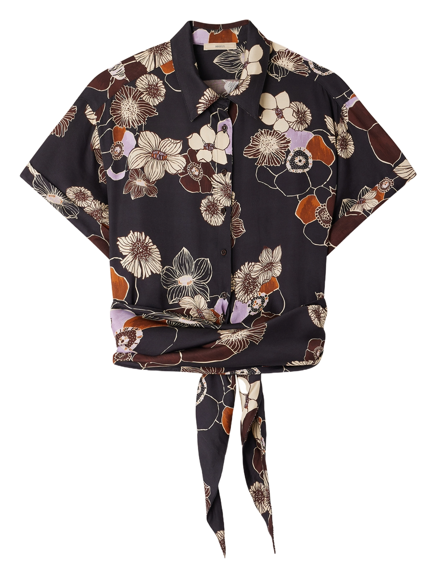 Short-sleeved printed organic cotton shirt SESSUN Multicolored
