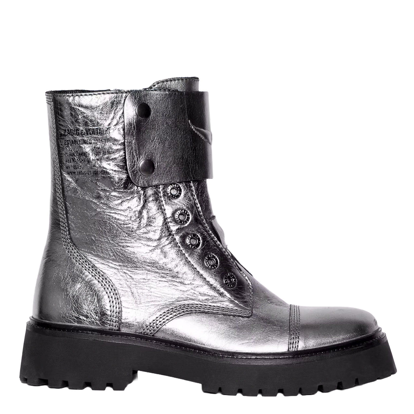 Boots rangers zippée métallisées en cuir ZADIG&VOLTAIRE Gris