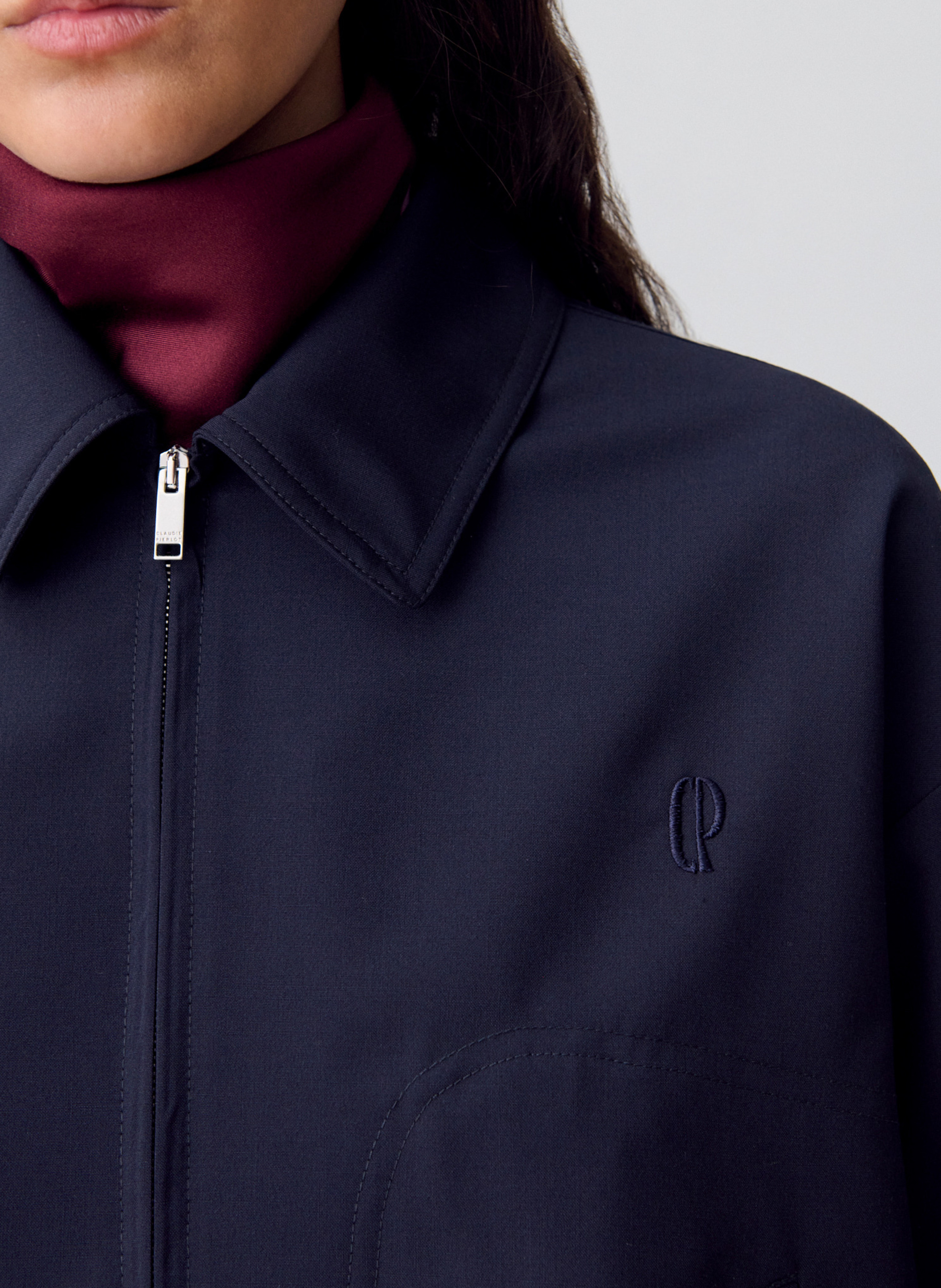 Veste droite col classique en laine mélangée CLAUDIE PIERLOT Bleu