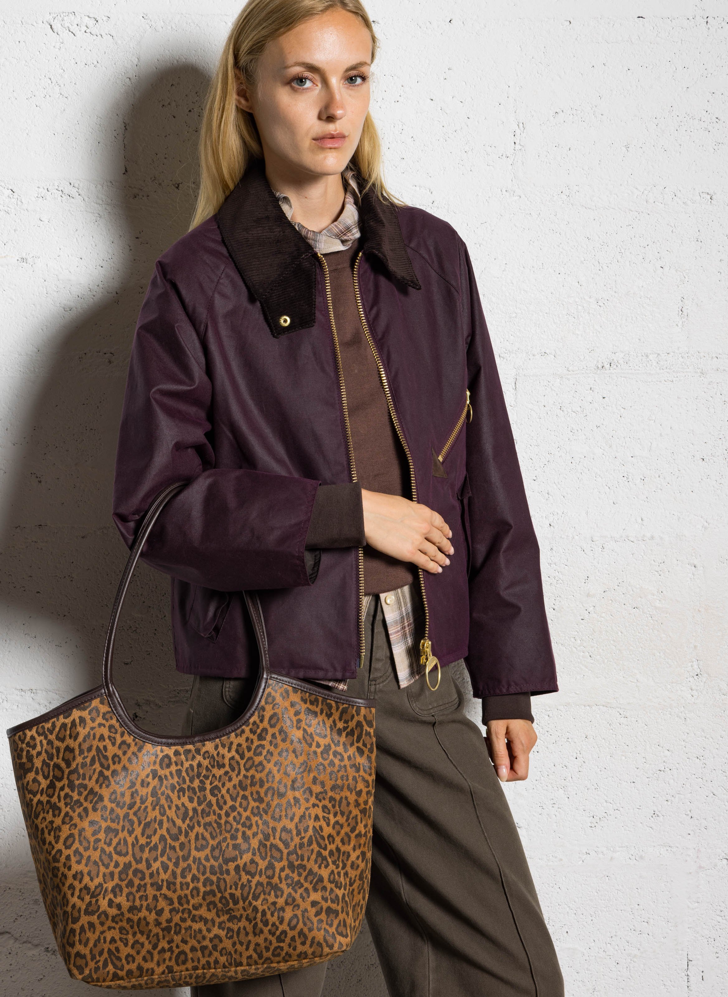 Grote leren shopper Quadrille Bruin