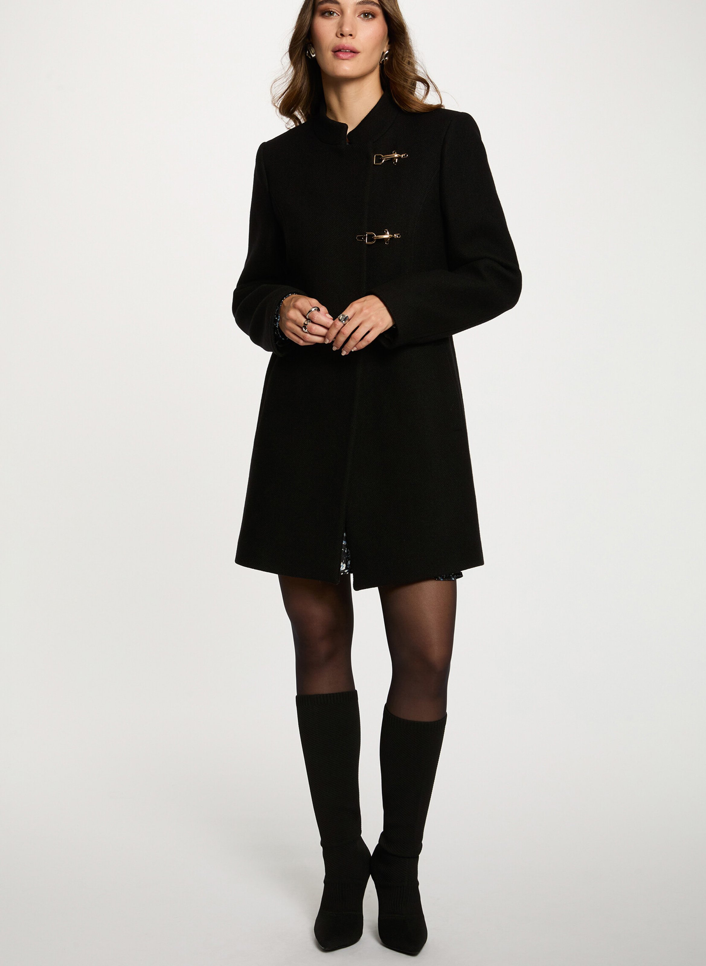 Straight high-neck coat MORGAN Black